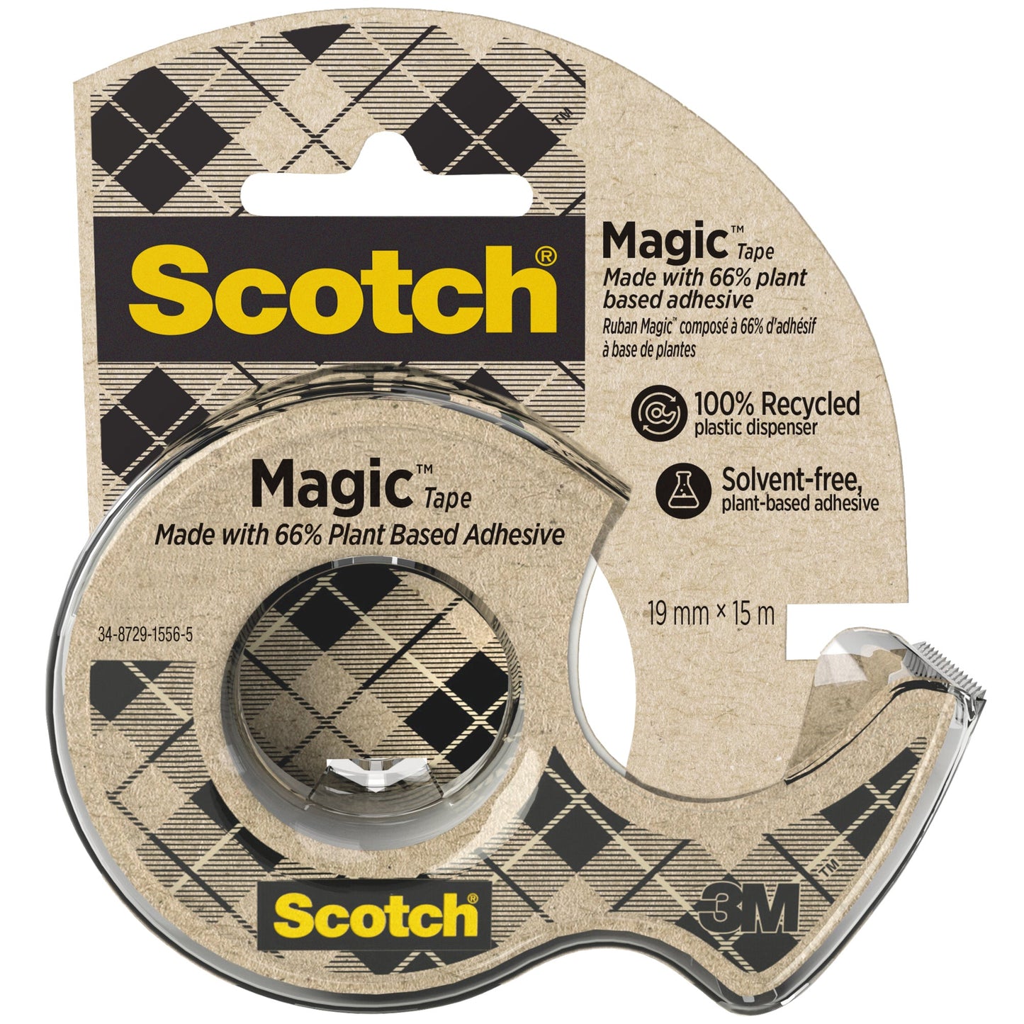 Scotch® Handabroller Hergestellt aus pflanzlichen Materialien nachfüllbar inkl. 1 Rolle Scotch® MagicT Klebefilm - Hergestellt aus pflanzlichen Materialien, 19 mm x 20 m (B x L) mit Lösungsmittel transparent