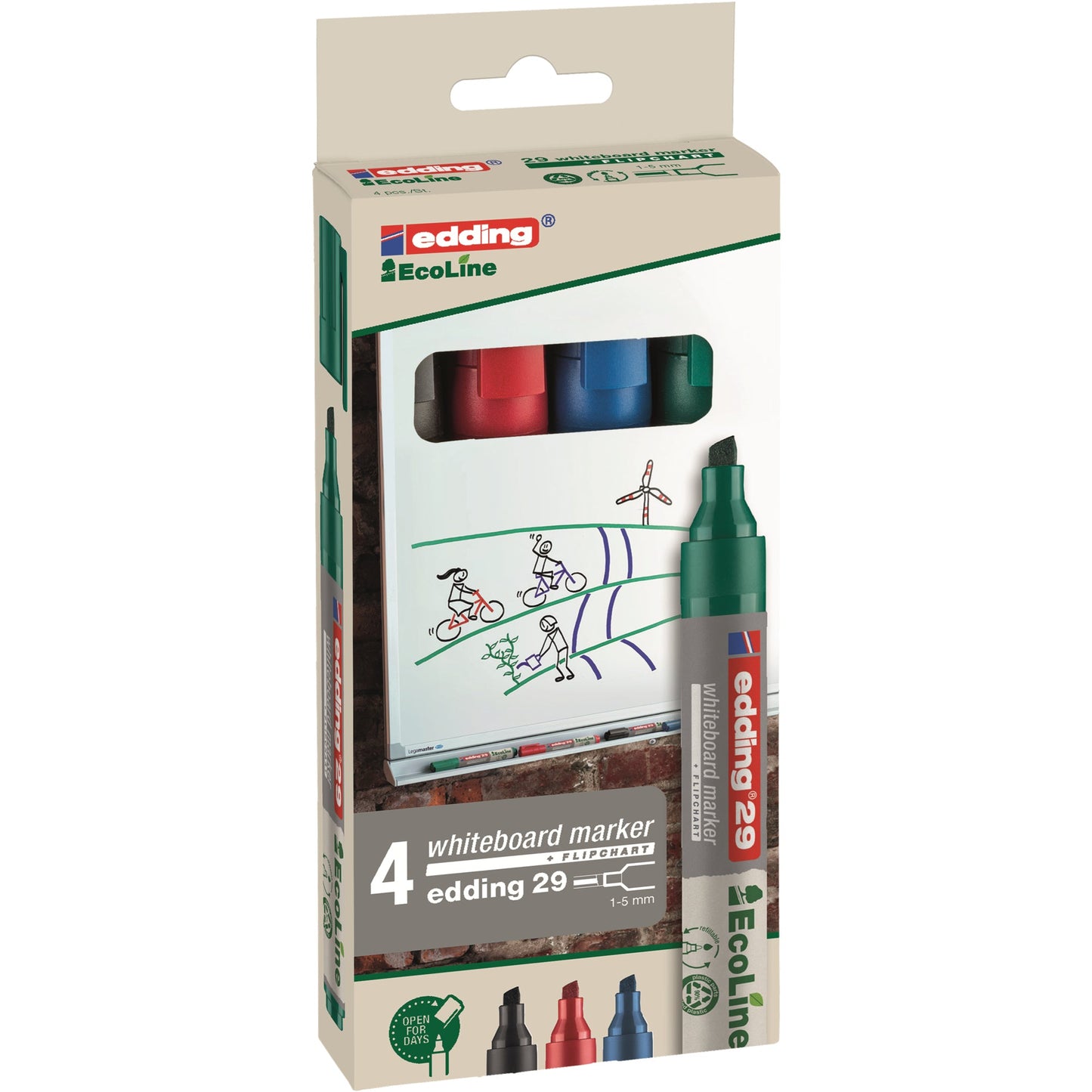 edding Whiteboardmarker 29 EcoLine 1-5mm farbig sortiert 4 St./Pack.