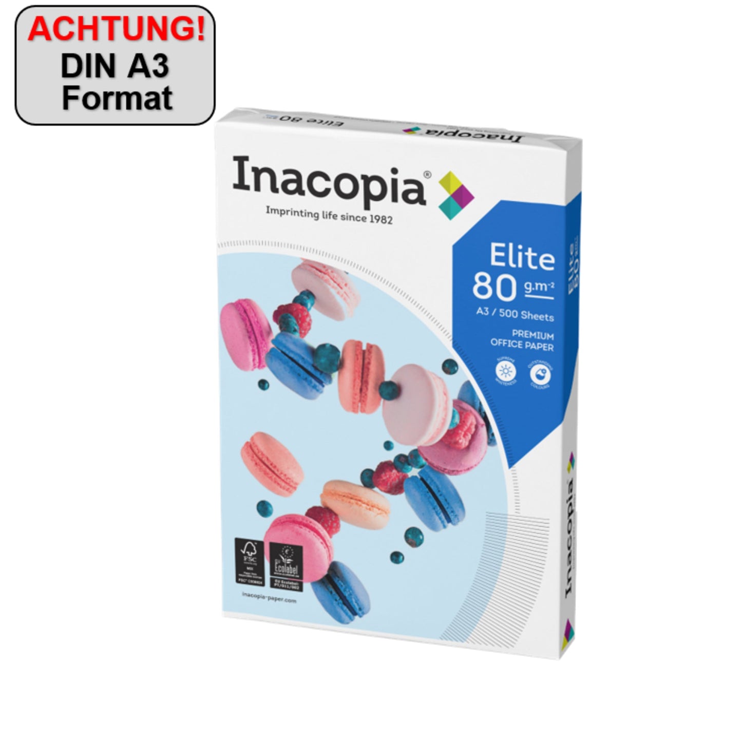 Inacopia Multifunktionspapier elite DIN A3 80g/m² hochweiß 500 Bl./Pack.