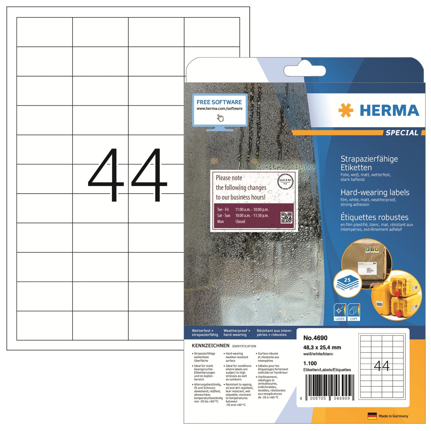HERMA Folienetikett SPECIAL 48,3 x 25,4 mm (B x H) weiß 1.100 Etik./Pack.