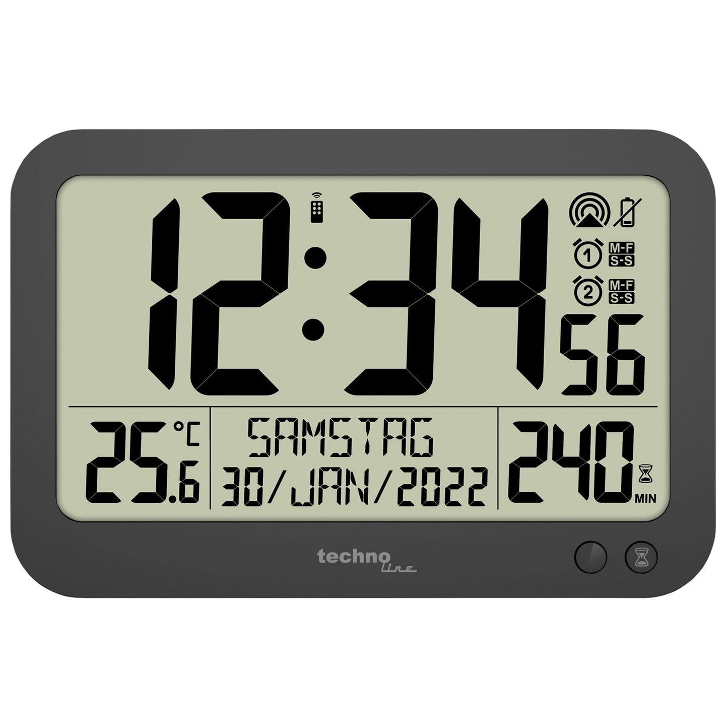 technoline® Funkuhr WS 8026 inkl. Fernbedienung Kunststoff