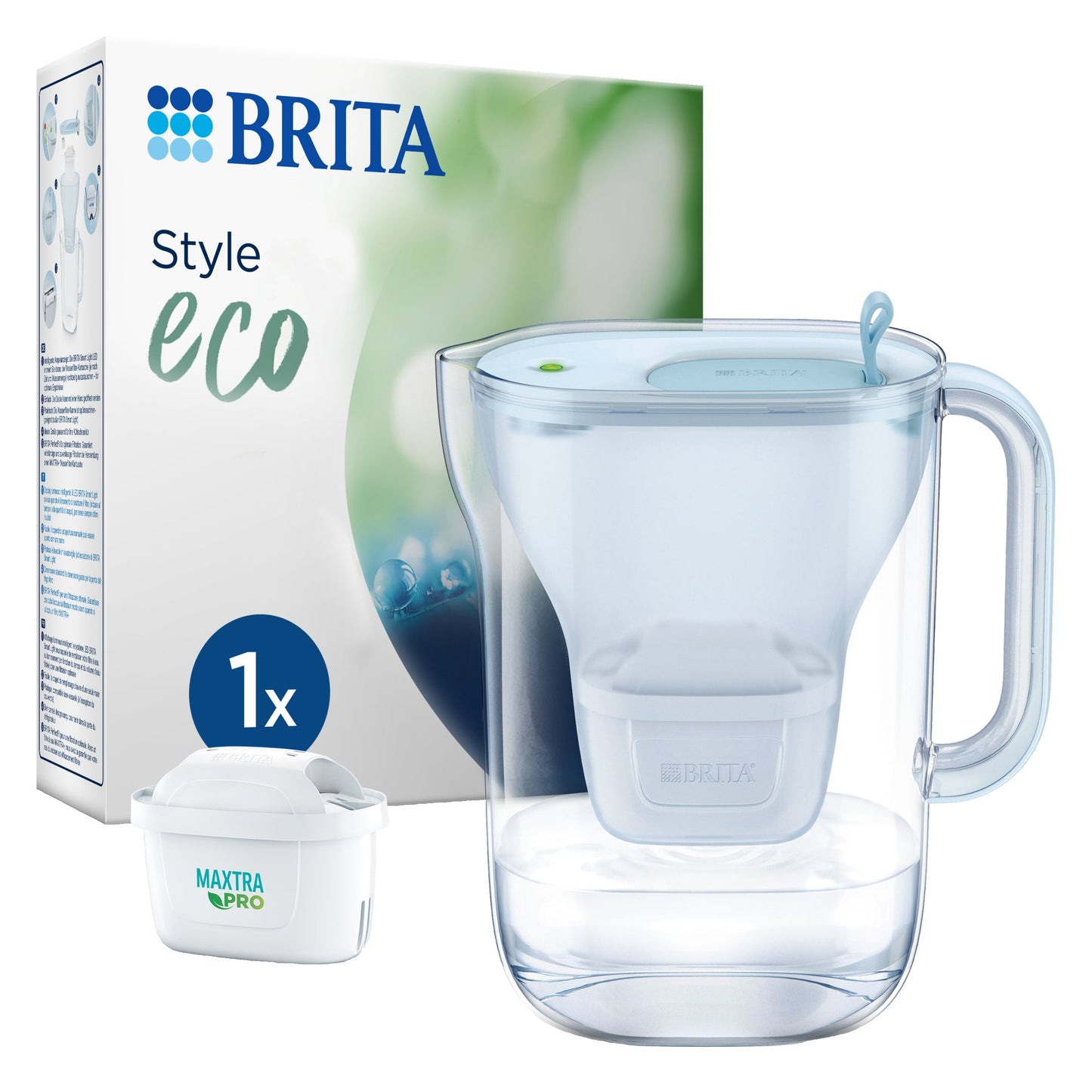 BRITA Wasserfilter Style eco 2,4l Kunststoff, 60 % biobasiert gletscherblau