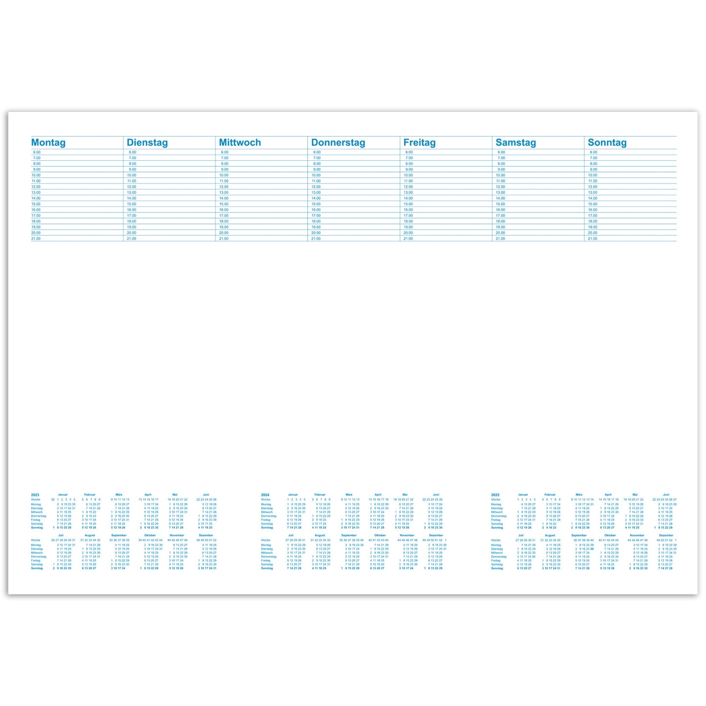 RNK Verlag Schreibunterlage Office 48 x 33 cm (B x H) mit Kalender 3 Jahre Papier weiß/blau 30 Bl.
