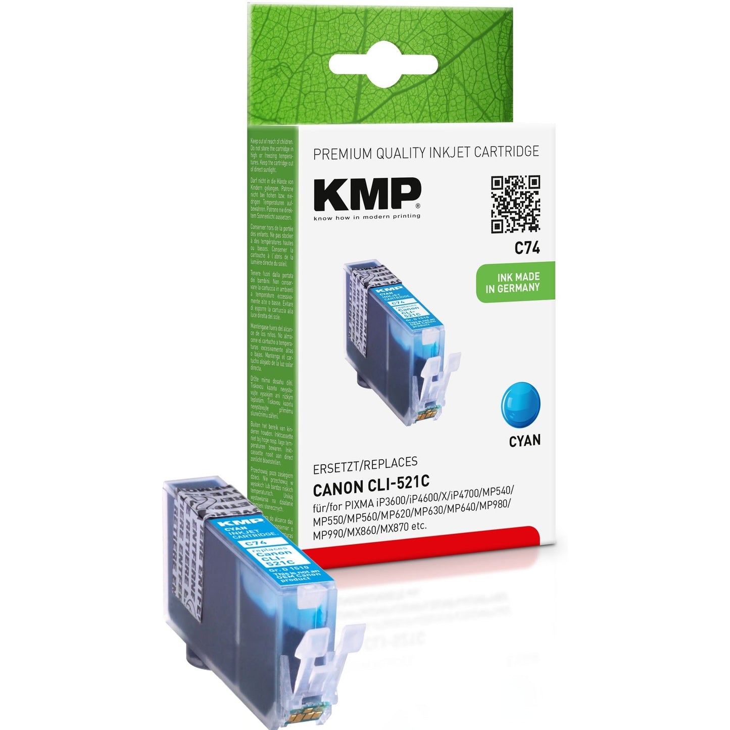 KMP Tintenpatrone kein Originalzubehör Kompatibel mit: Canon CLI-521C C74 cyan 9ml