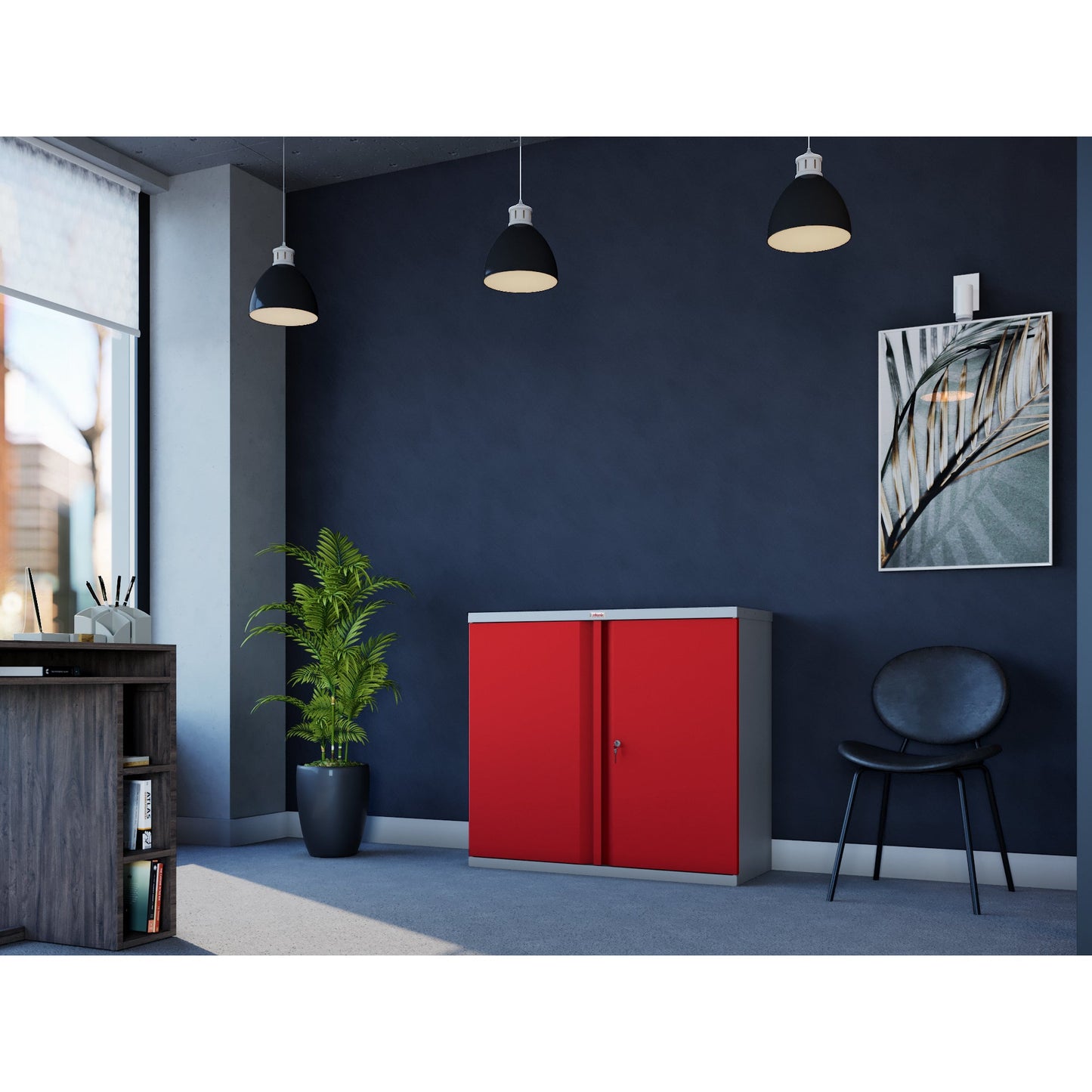 Phoenix Flügeltürenschrank 915 x 830 x 370 mm (B x H x T) 1 Fachboden Stahl, pulverbeschichtet Farbe der Front: rot Farbe des Korpus: grau