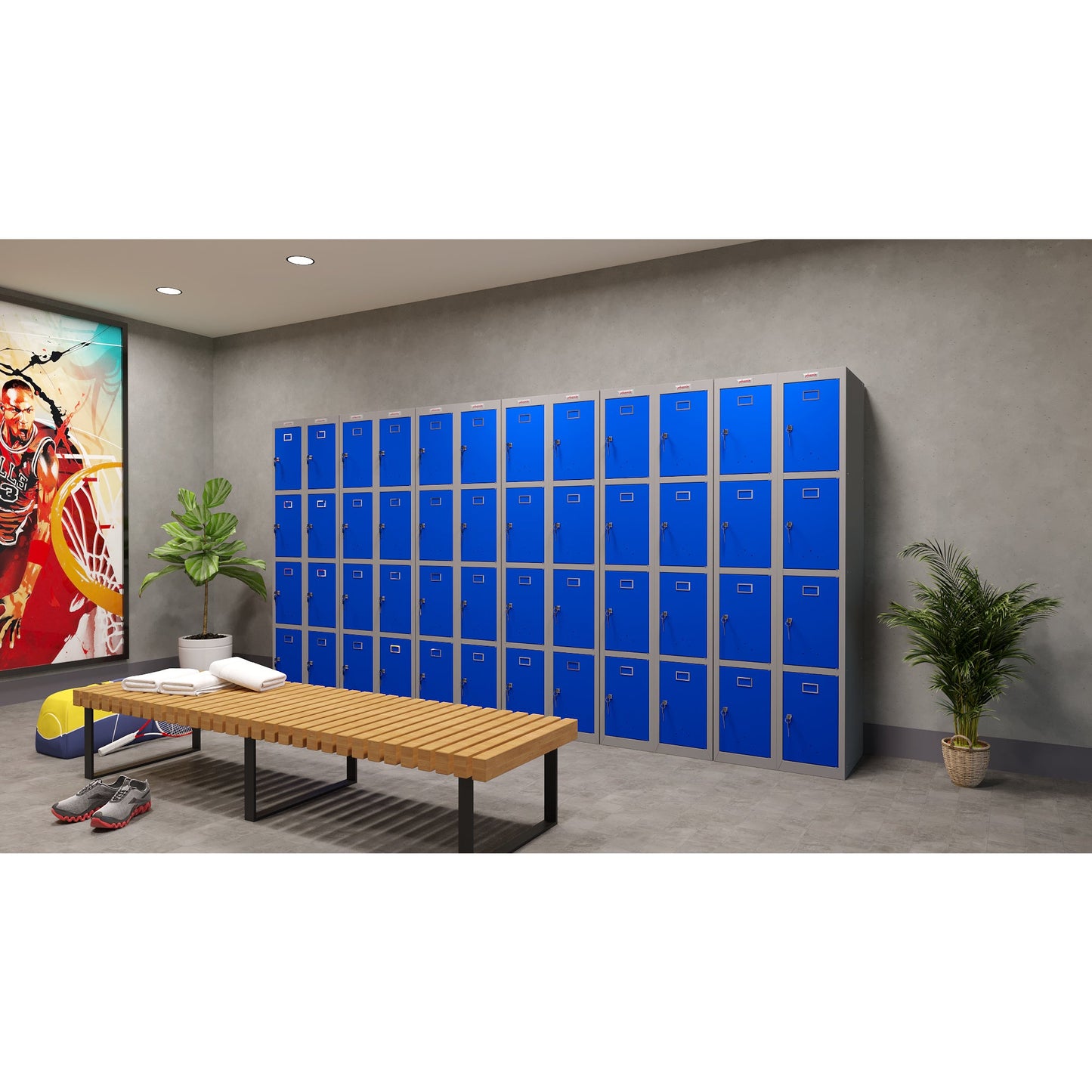 Phoenix Kleiderspind Personal Locker 300 x 1.830 x 500 mm (B x H x T) 1 Abteil Stahl Farbe der Front: blau Farbe des Korpus: grau