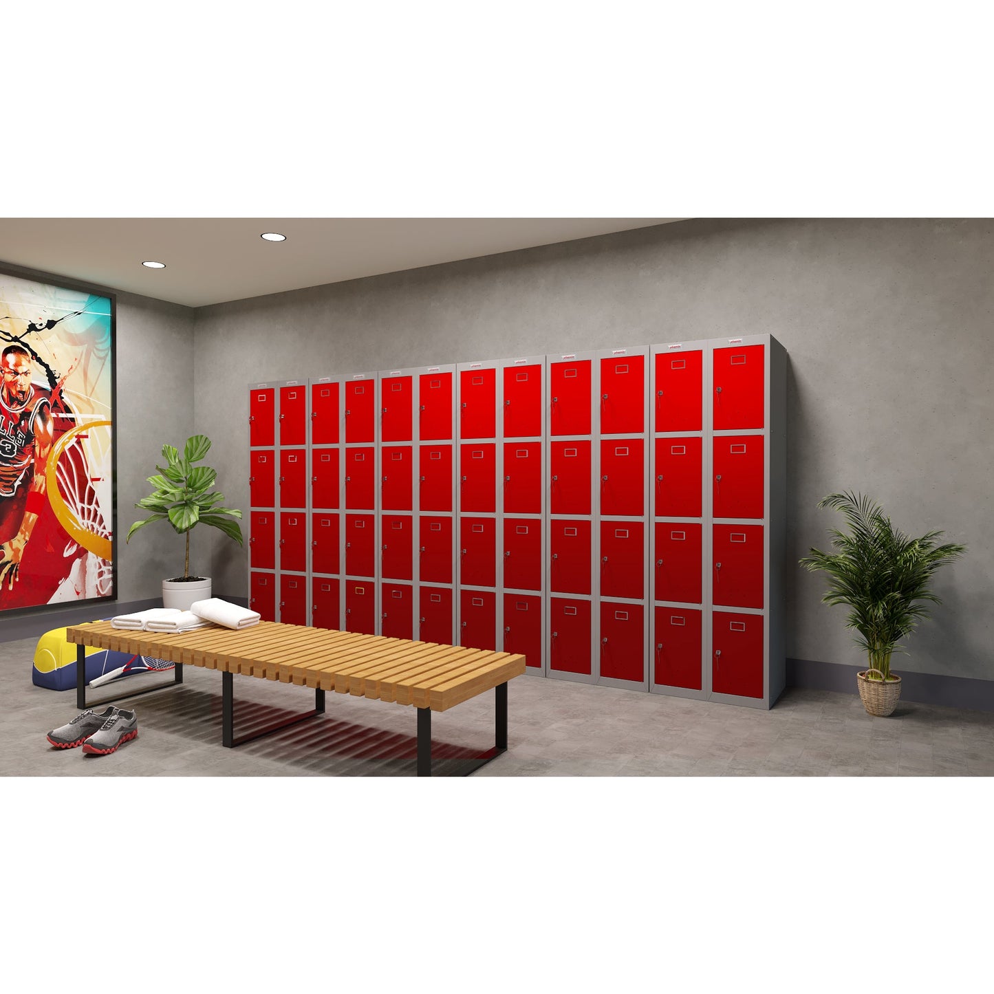 Phoenix Kleiderspind Personal Locker 300 x 1.830 x 500 mm (B x H x T) 1 Abteil Stahl Farbe der Front: rot Farbe des Korpus: grau