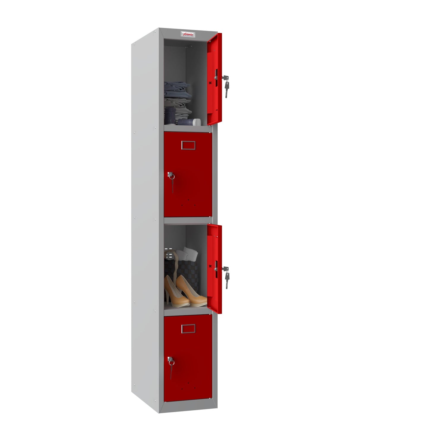 Phoenix Kleiderspind Personal Locker 300 x 1.830 x 500 mm (B x H x T) 1 Abteil Stahl Farbe der Front: rot Farbe des Korpus: grau