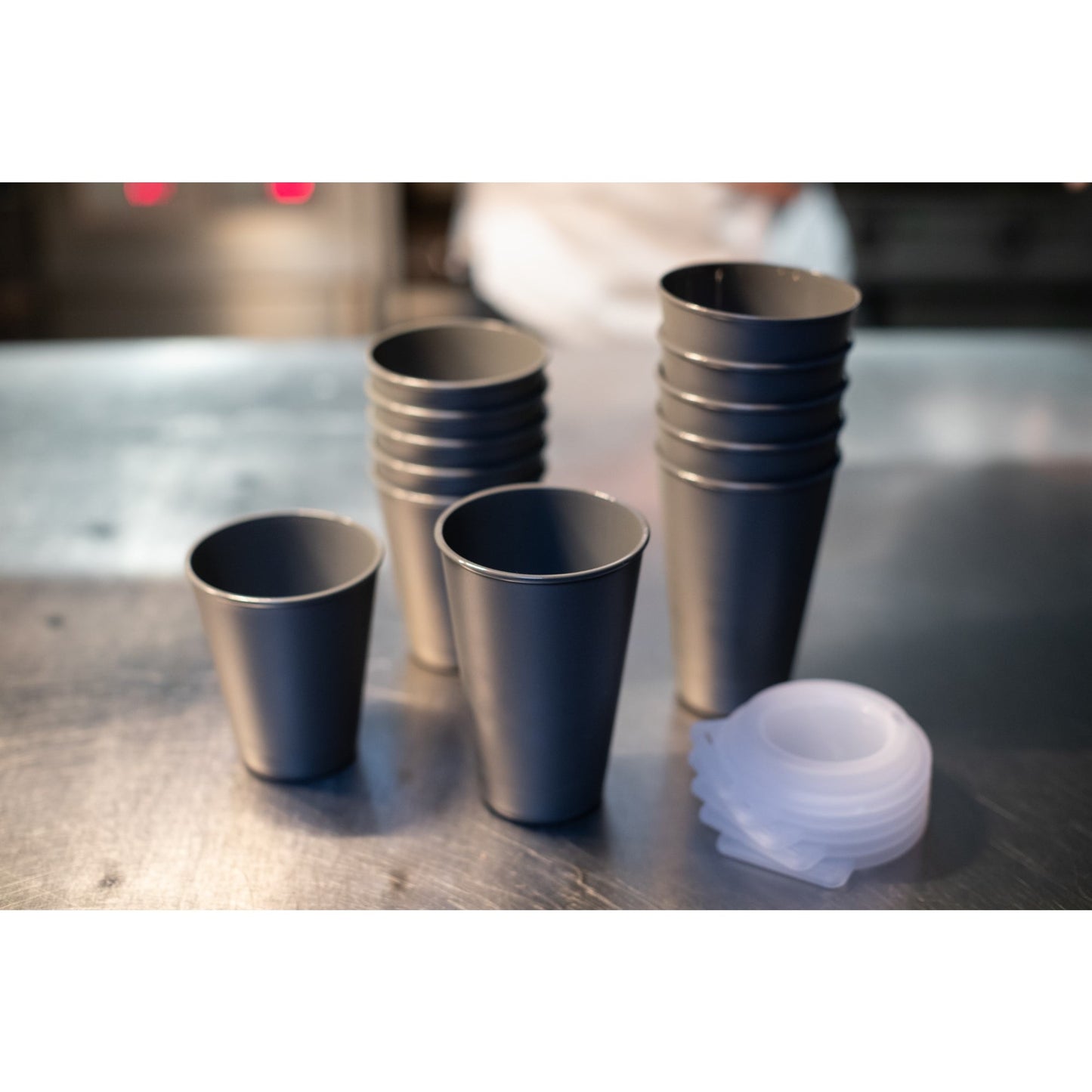 Koziol Trinkbecher MOVE CUP Mehrweg 400ml TPE Kunststoff nature ash grey