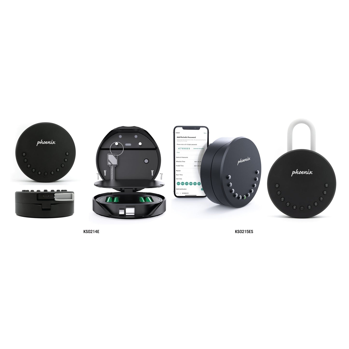 Phoenix Schlüsselbox Smile 12 x 12 x 5,4 cm (B x H x T) 2 Haken Stahl schwarz