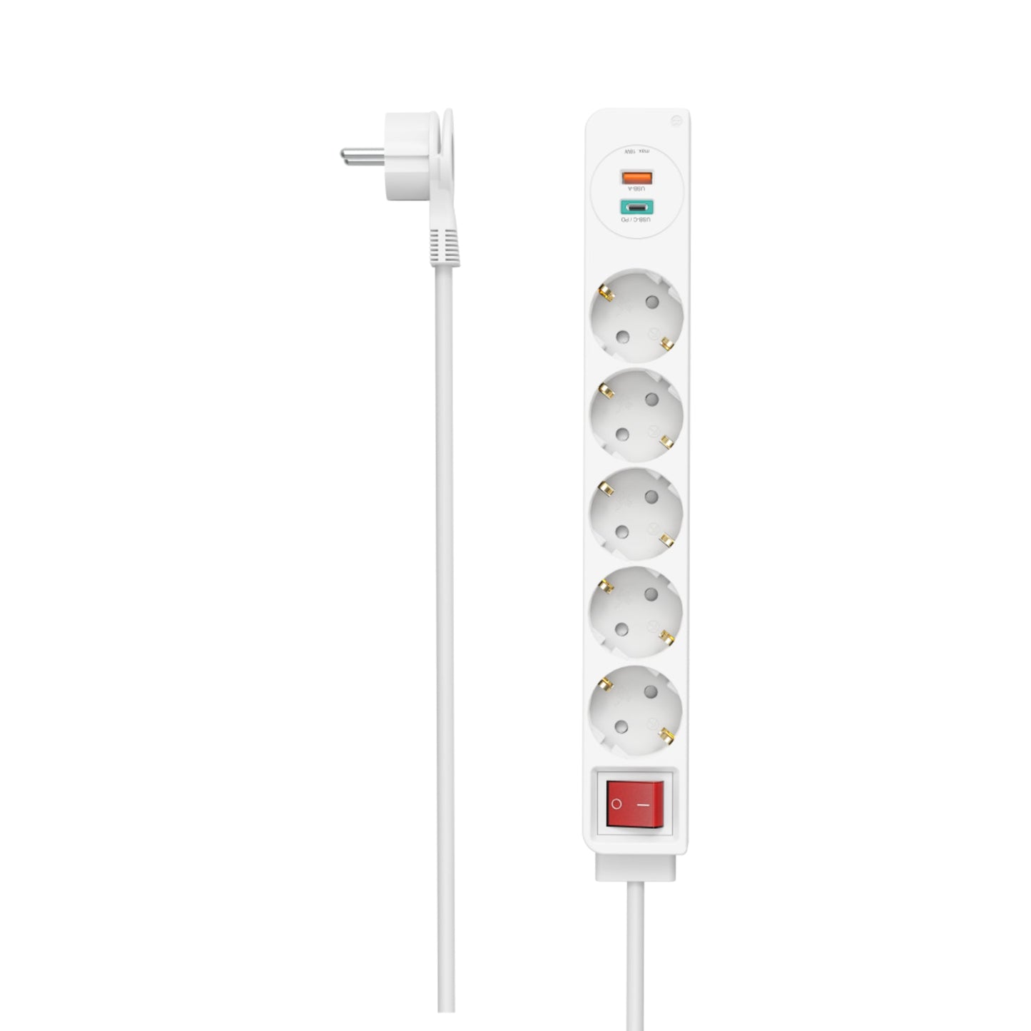 Hama Steckdosenleiste 5 Steckdosen 2 USB Ports weiß