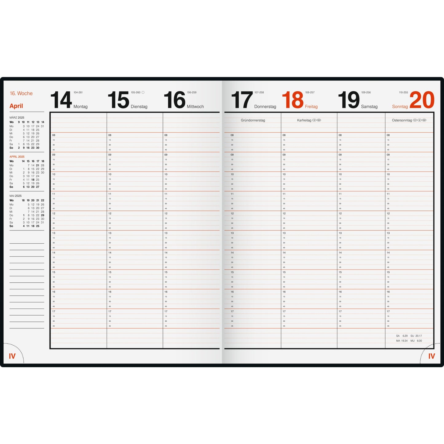 rido/idé Buchkalender magnum 2025 18,3 x 24 cm (B x H) 1 Woche/2 Seiten Schaumfolie schwarz