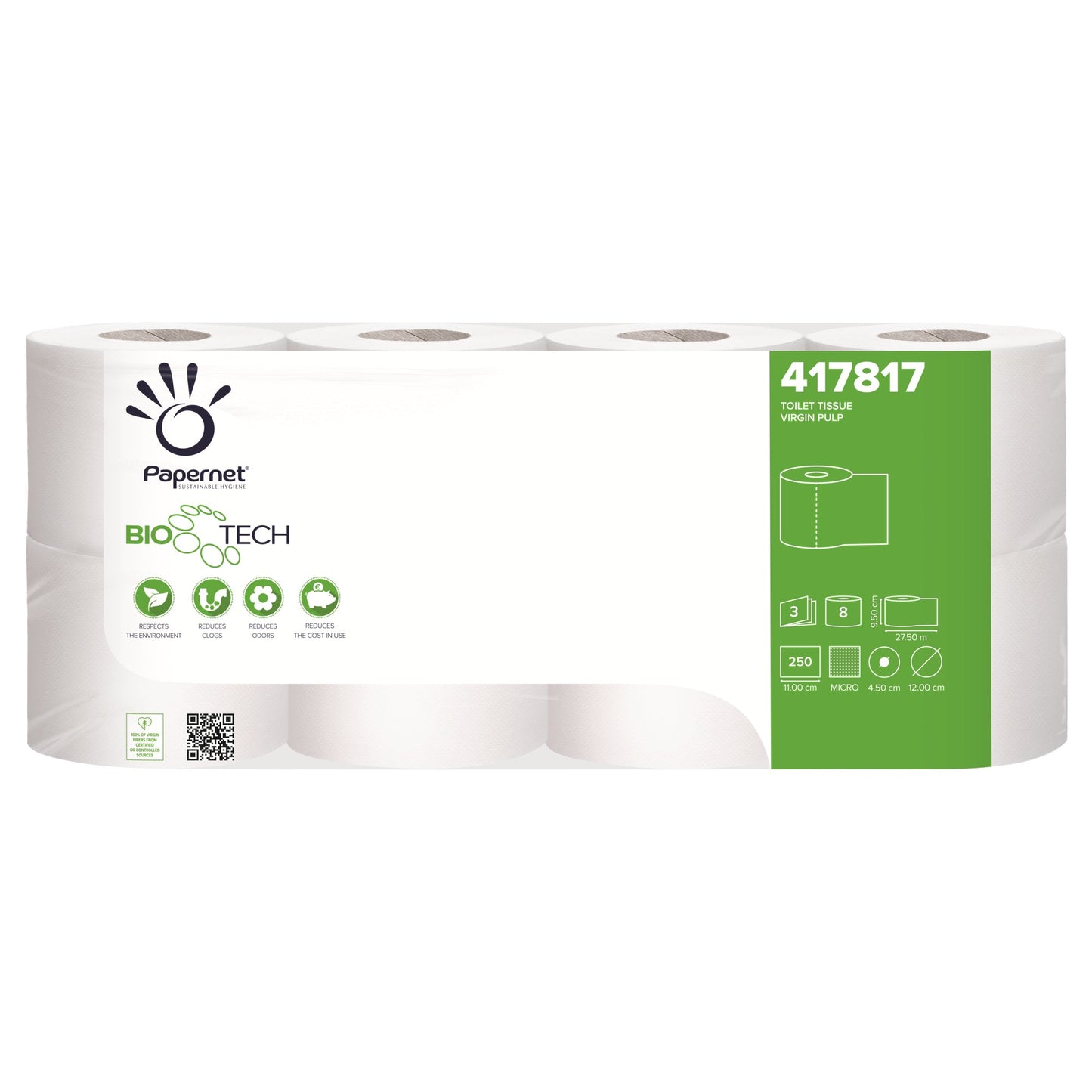 Papernet Toilettenpapier BioTech 3-lagig weiß 250 Bl./Rl. 7 x 8 Rl./Pack.