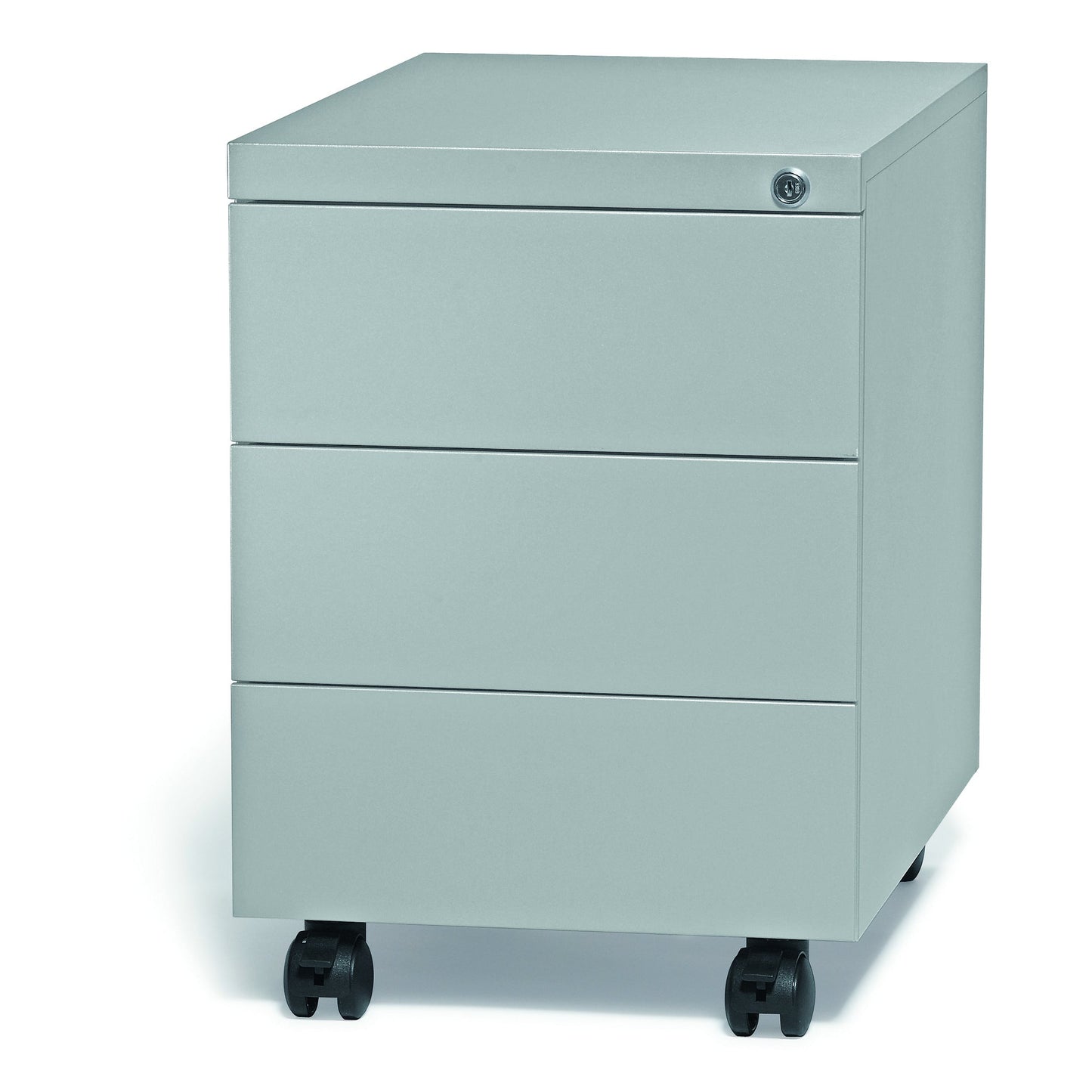 Rollcontainer Base L 390 x 550 x 590 mm (B x H x T) 3 Schubladen Stahl, pulverbeschichtet alusilber