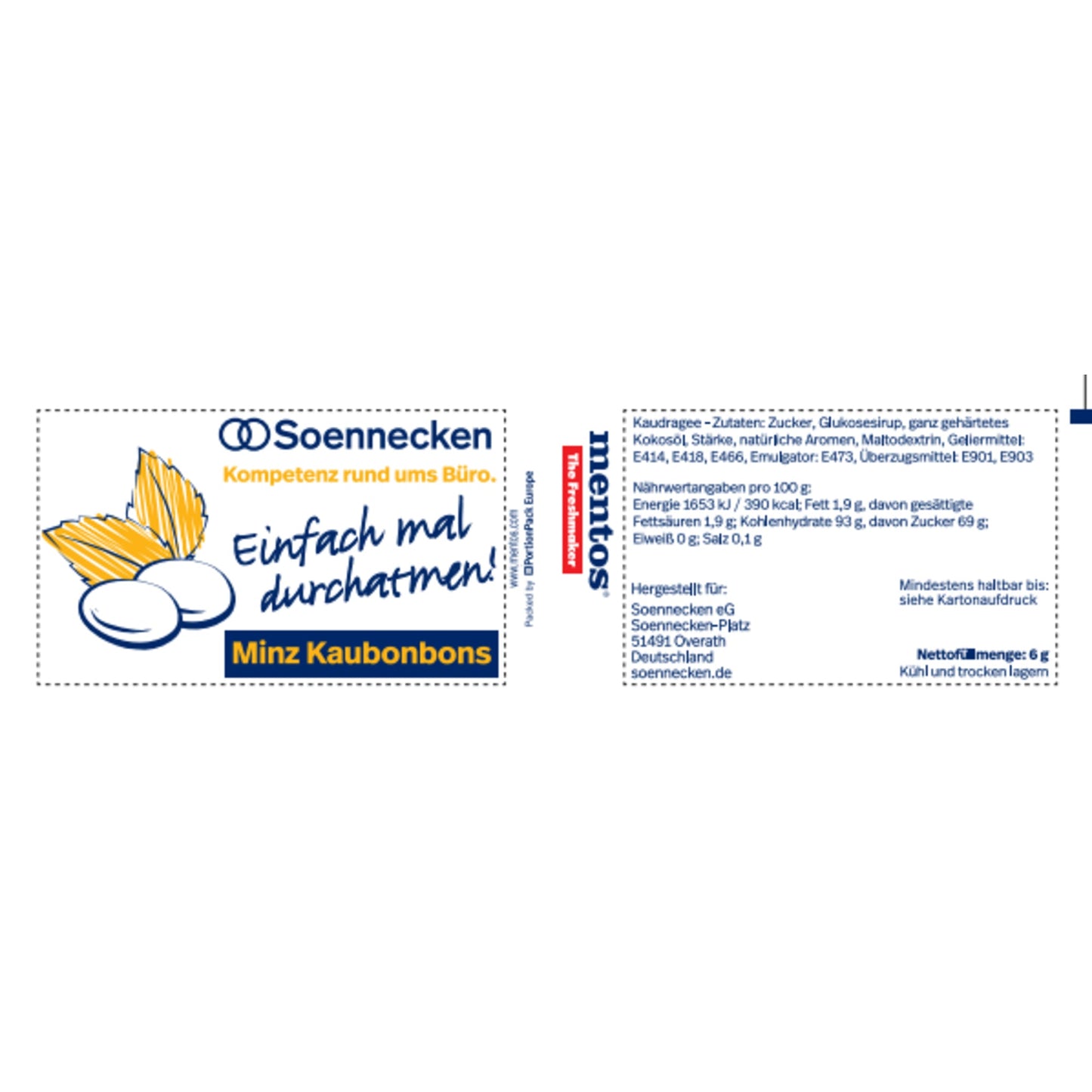 Soennecken Bonbons Pfefferminz 500 x 6 g/Pack.