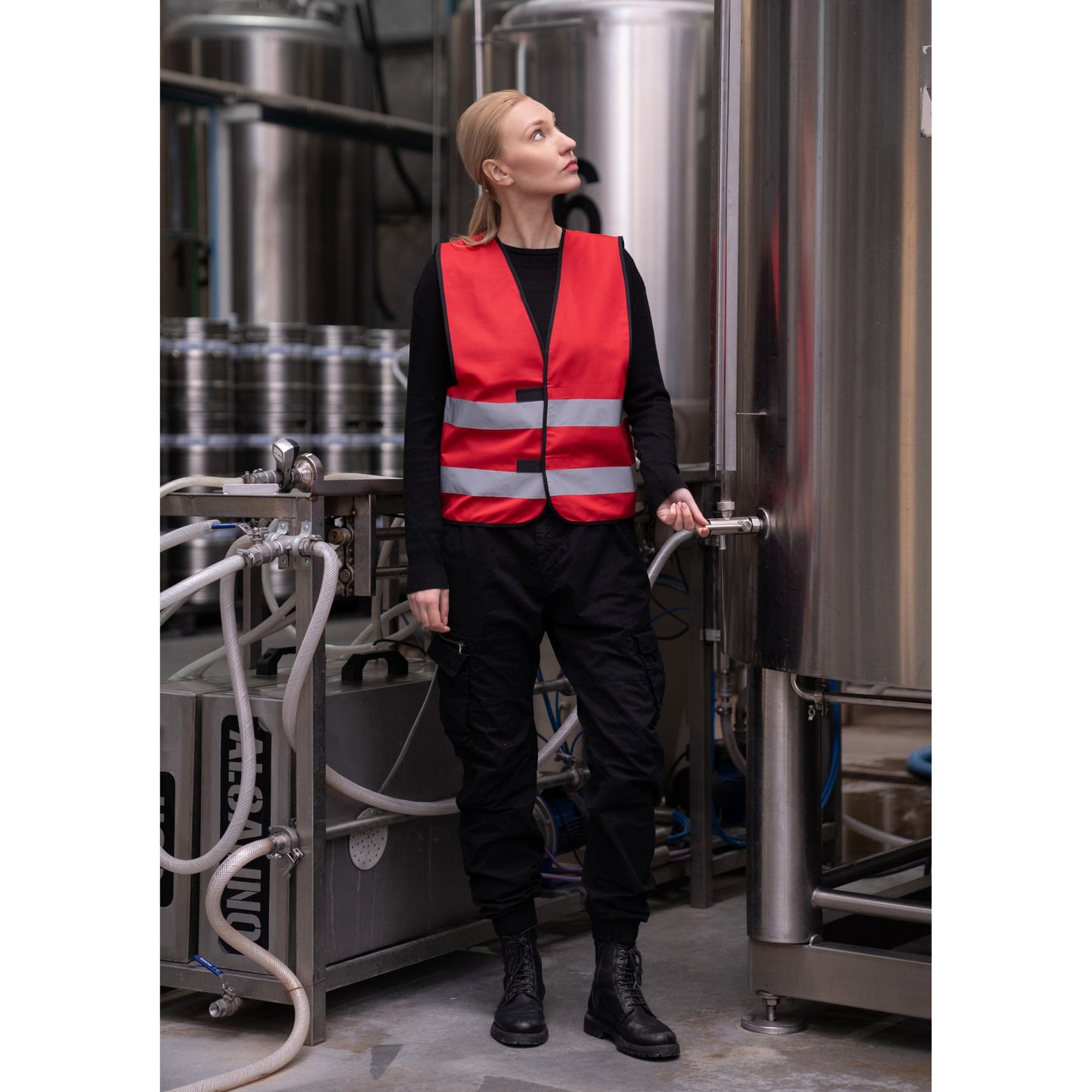 korntex Warnweste Dortmund XL reflektierend Klettverschlüsse 100 % Polyester rot