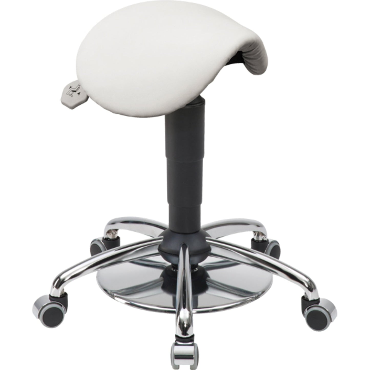 meychair Sitzhocker Assistant Basic Sattel Farbe der Sitzfläche: weiß Farbe des Fußkreuzes: chrom