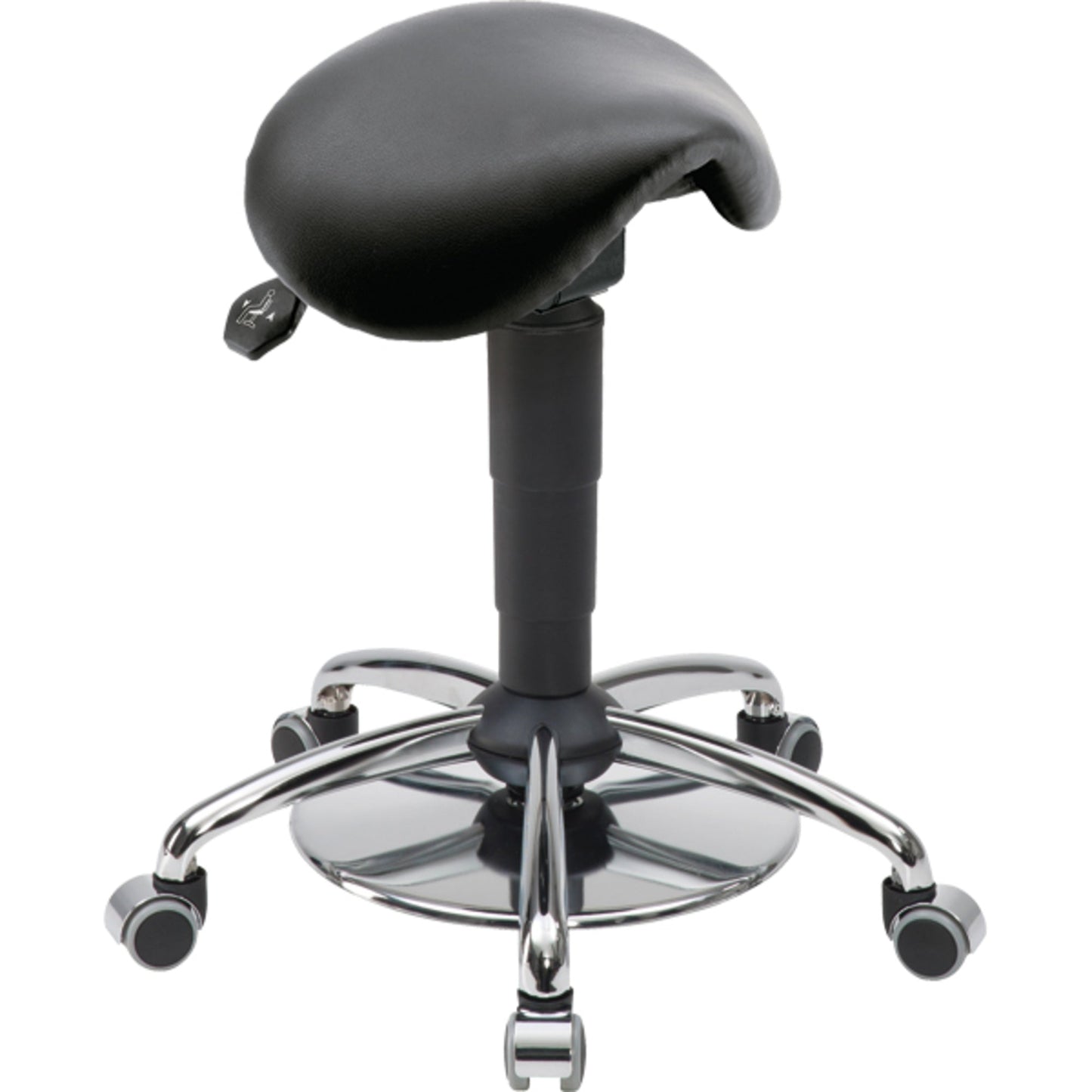 meychair Sitzhocker Assistant Basic Sattel Farbe der Sitzfläche: schwarz Farbe des Fußkreuzes: chrom