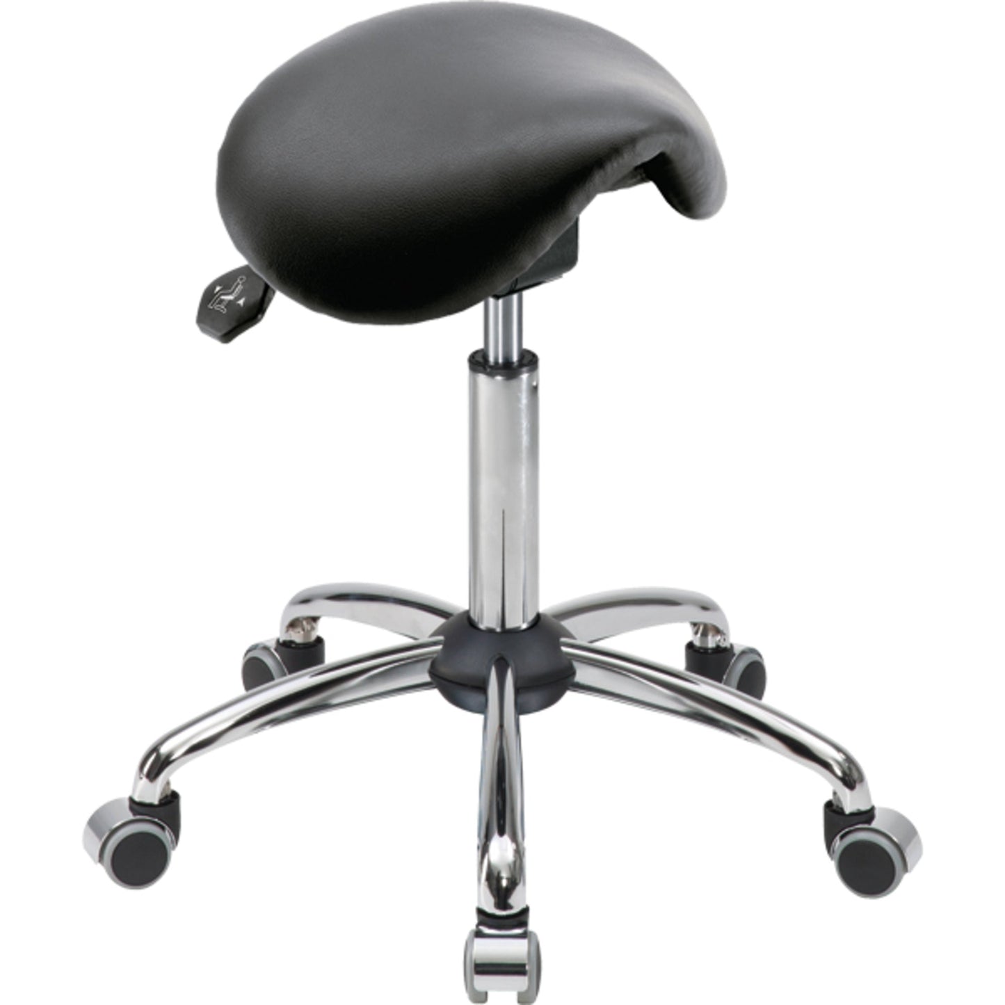 meychair Sitzhocker Assistant Basic Sattel Farbe der Sitzfläche: schwarz Farbe des Fußkreuzes: chrom