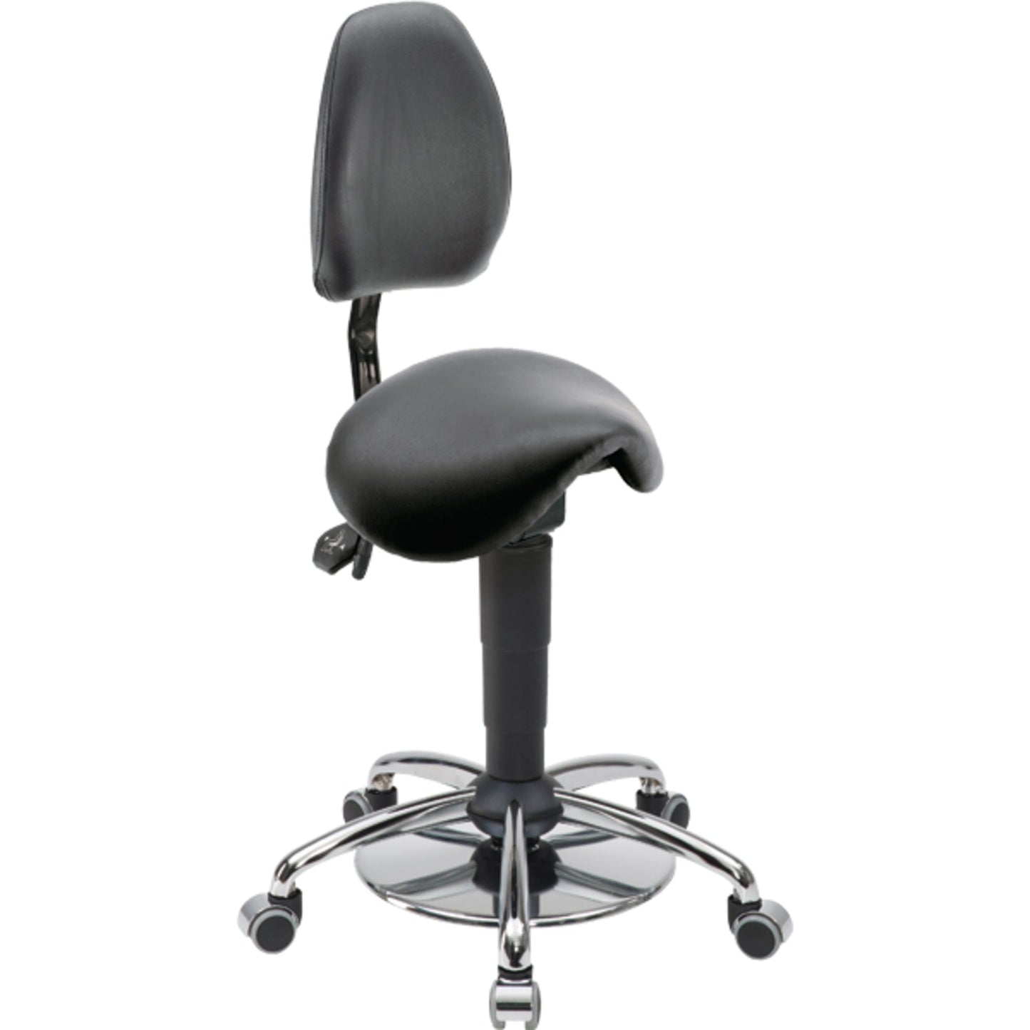 meychair Sitzhocker Assistant Basic Sattel Farbe der Sitzfläche: schwarz Farbe des Fußkreuzes: chrom