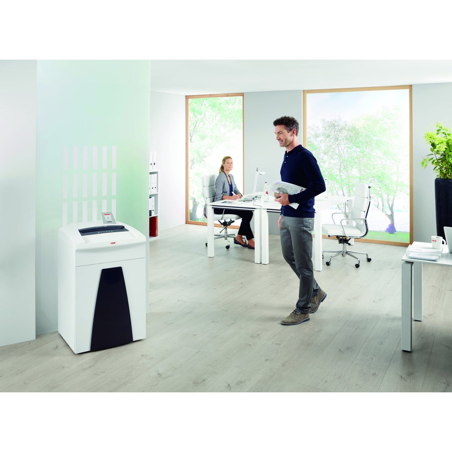 HSM® Aktenvernichter SECURIO P44i P-5 Papier, Büroklammern, Kreditkarten, CDs/DVDs, Disketten, USB-Sticks Partikelschnitt 32 Bl. weiß