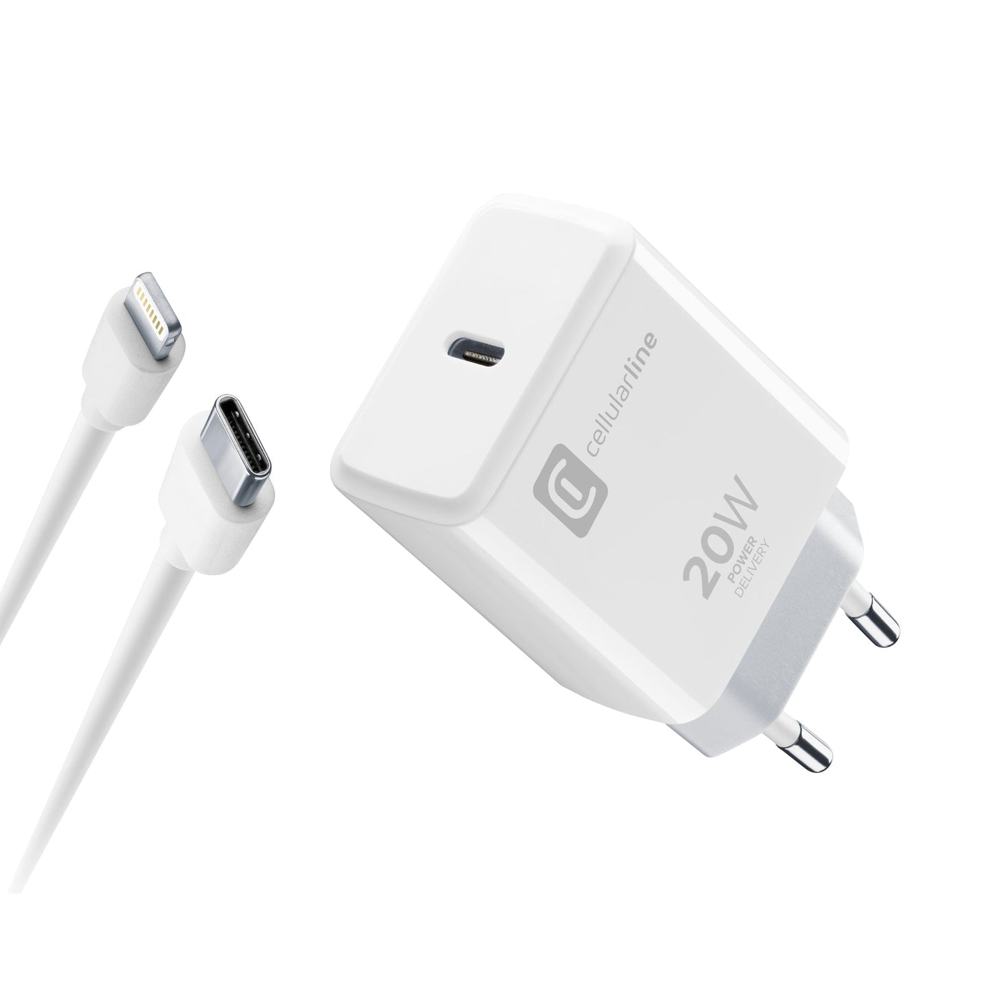 cellularline Ladegerät Kommunikationstechnik USB-C CHARGER KIT 20W ab Apple iPhone 8 weiß