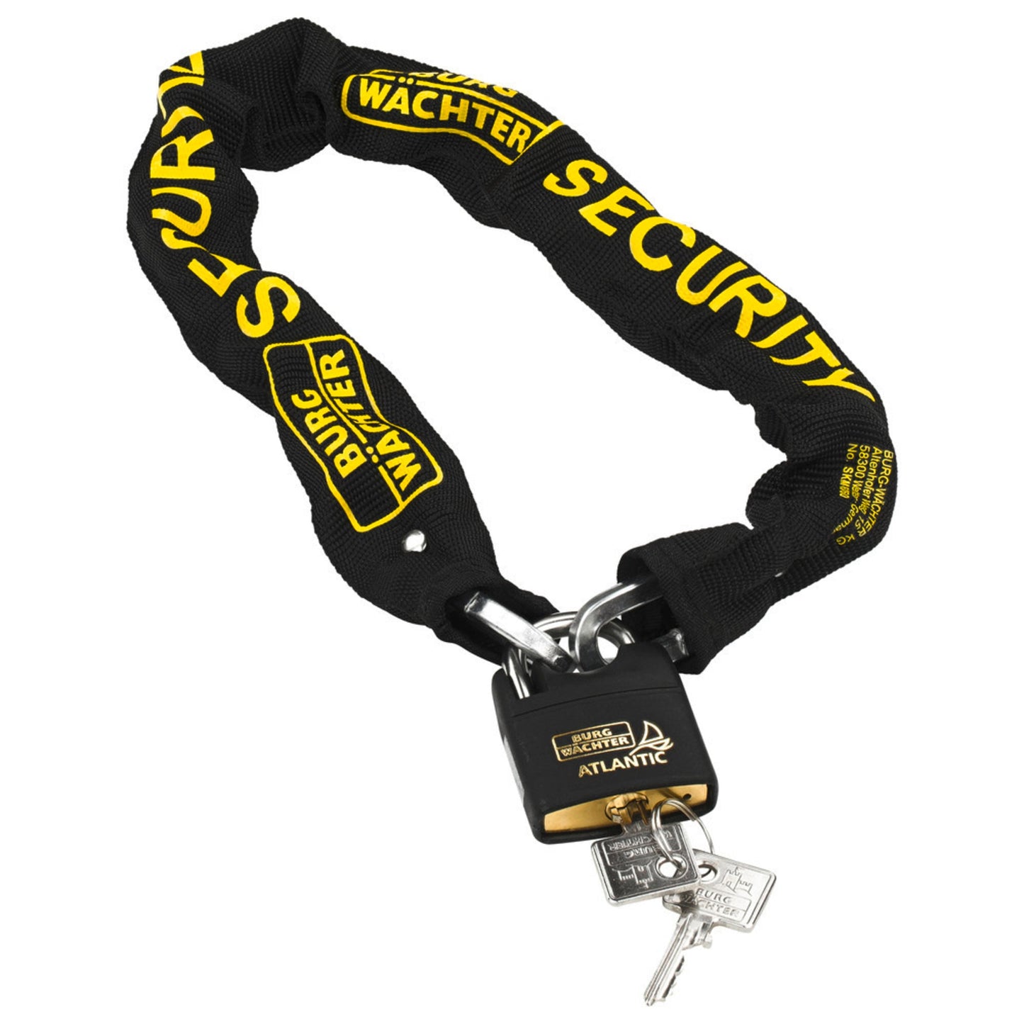 BURG-WÄCHTER Diebstahlschutz SKM 6/60/NI40 Kettenschloss 600mm 6mm Stahl, gehärtet/Textil schwarz/gelb