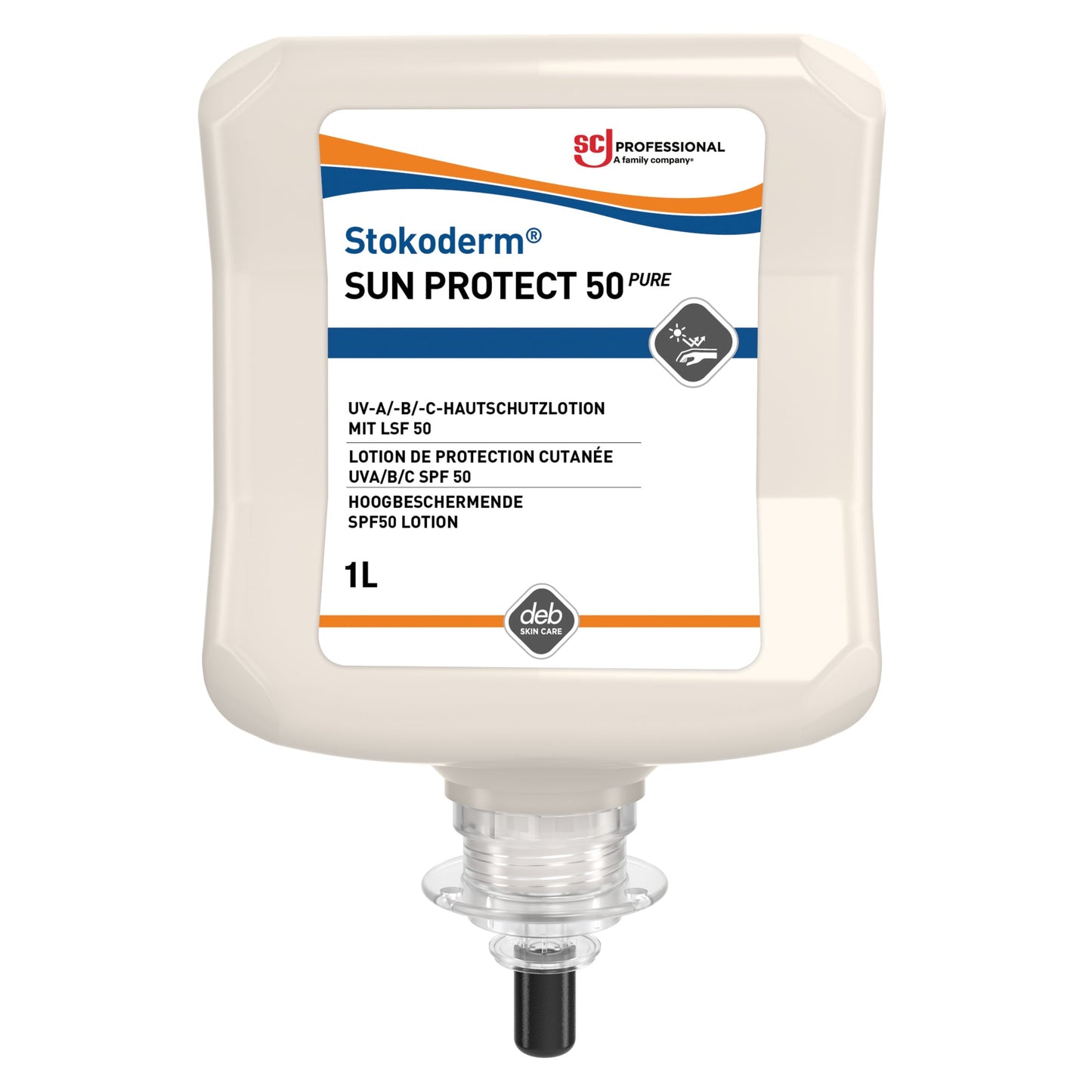 SC Johnson PROFESSIONAL Sonnenschutzmittel Stokoderm® SUN PROTECT 50 PURE SC Johnson Professional Sonnenschutzmittelspender SUN1LDS 50 wasserfest nicht parfümiert silikonfrei Kunststoff 1l