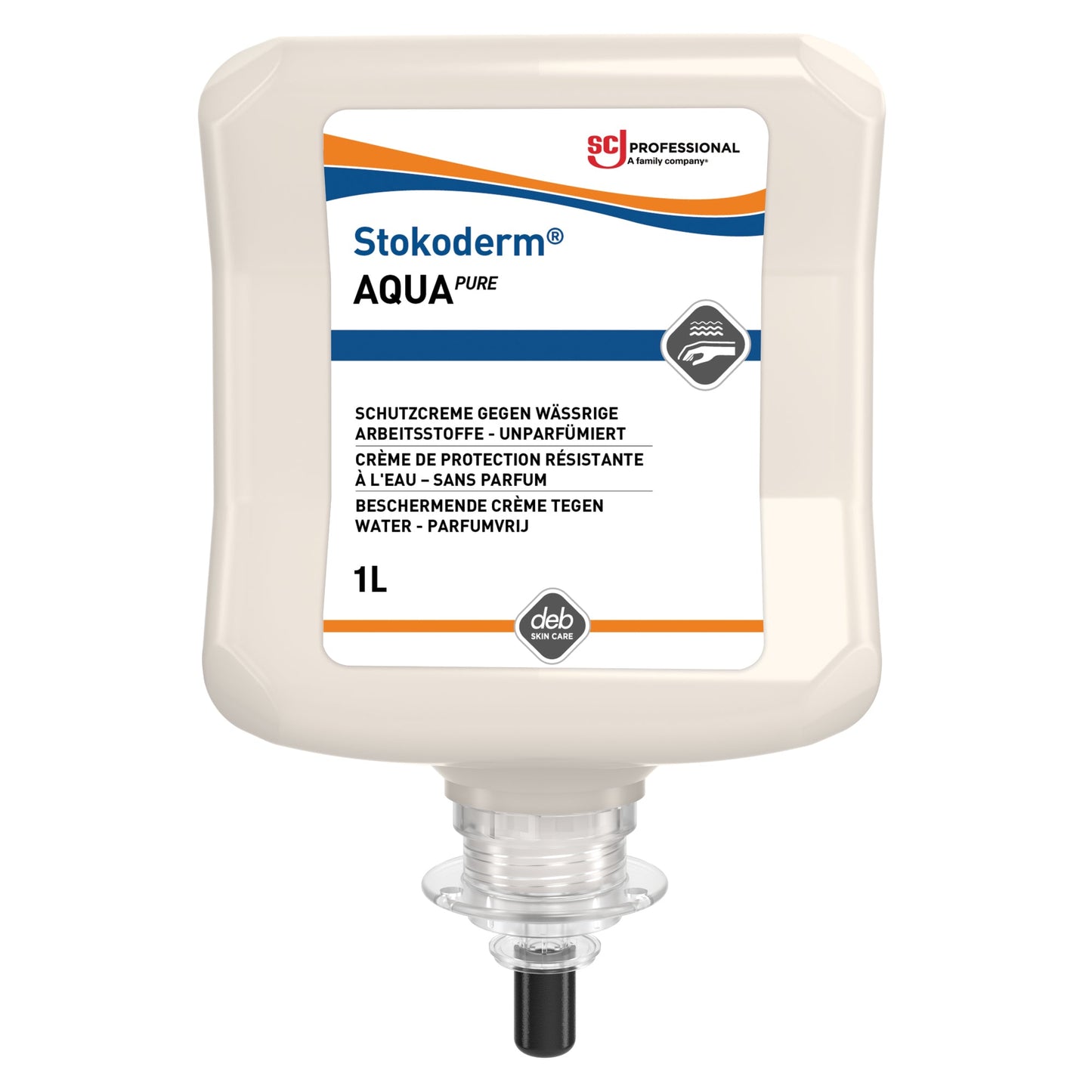 SC Johnson PROFESSIONAL Hautschutzcreme Stokoderm® Aqua PURE nicht parfümiert 5,3 silikonfrei Kartusche Kunststoff 1l