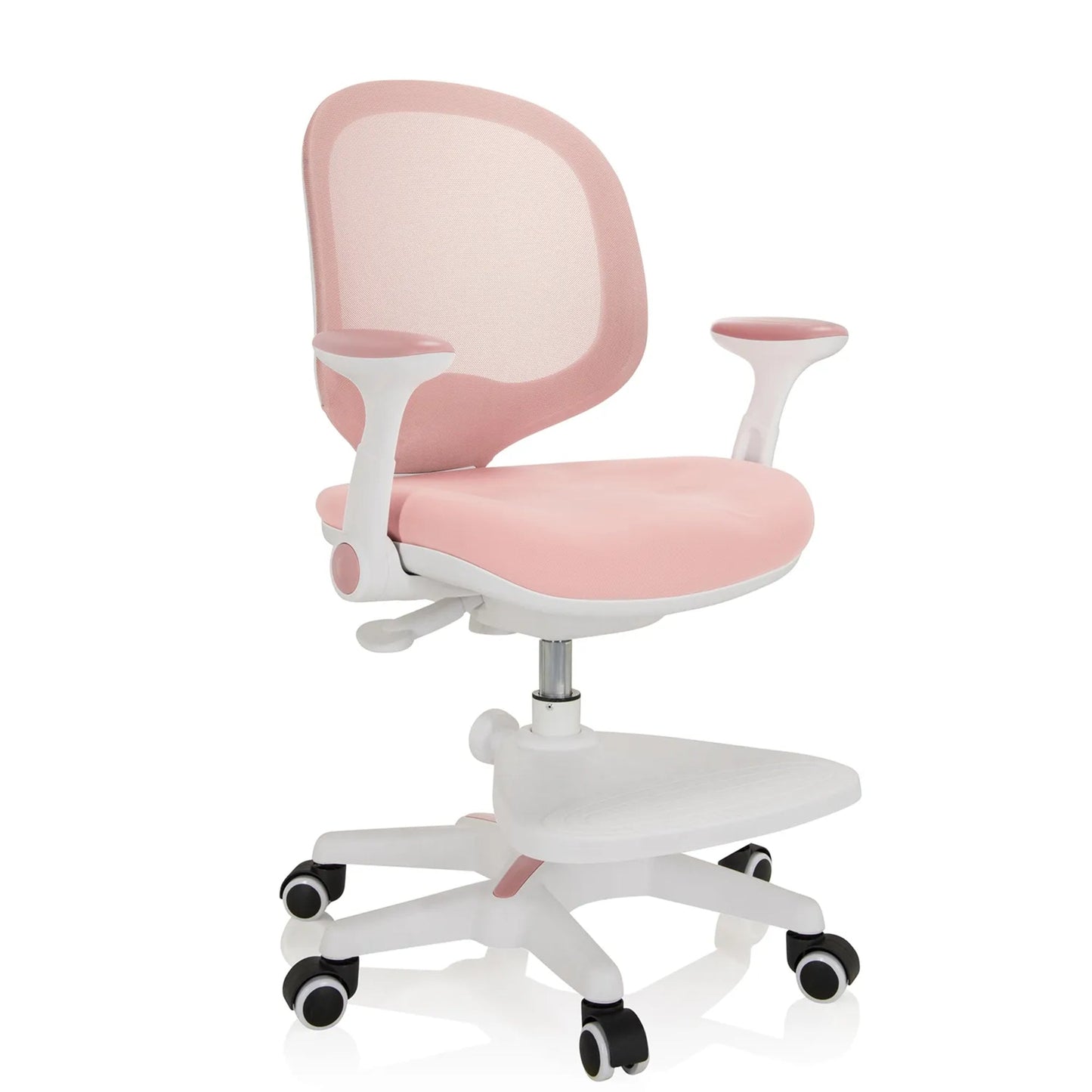 hjh OFFICE Kinderdrehstuhl KID ERGO Rolle universell (für Hart- und Teppichböden) Kunststoff rosa