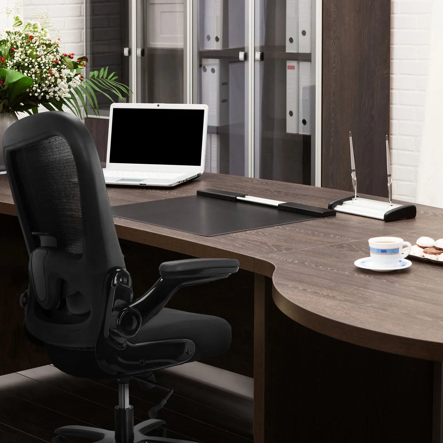 hjh OFFICE Bürodrehstuhl INSTRUCTOR SW I XXL 50-60cm Wippmechanik Rolle universell (für Hart- und Teppichböden) Stahl, lackiert schwarz