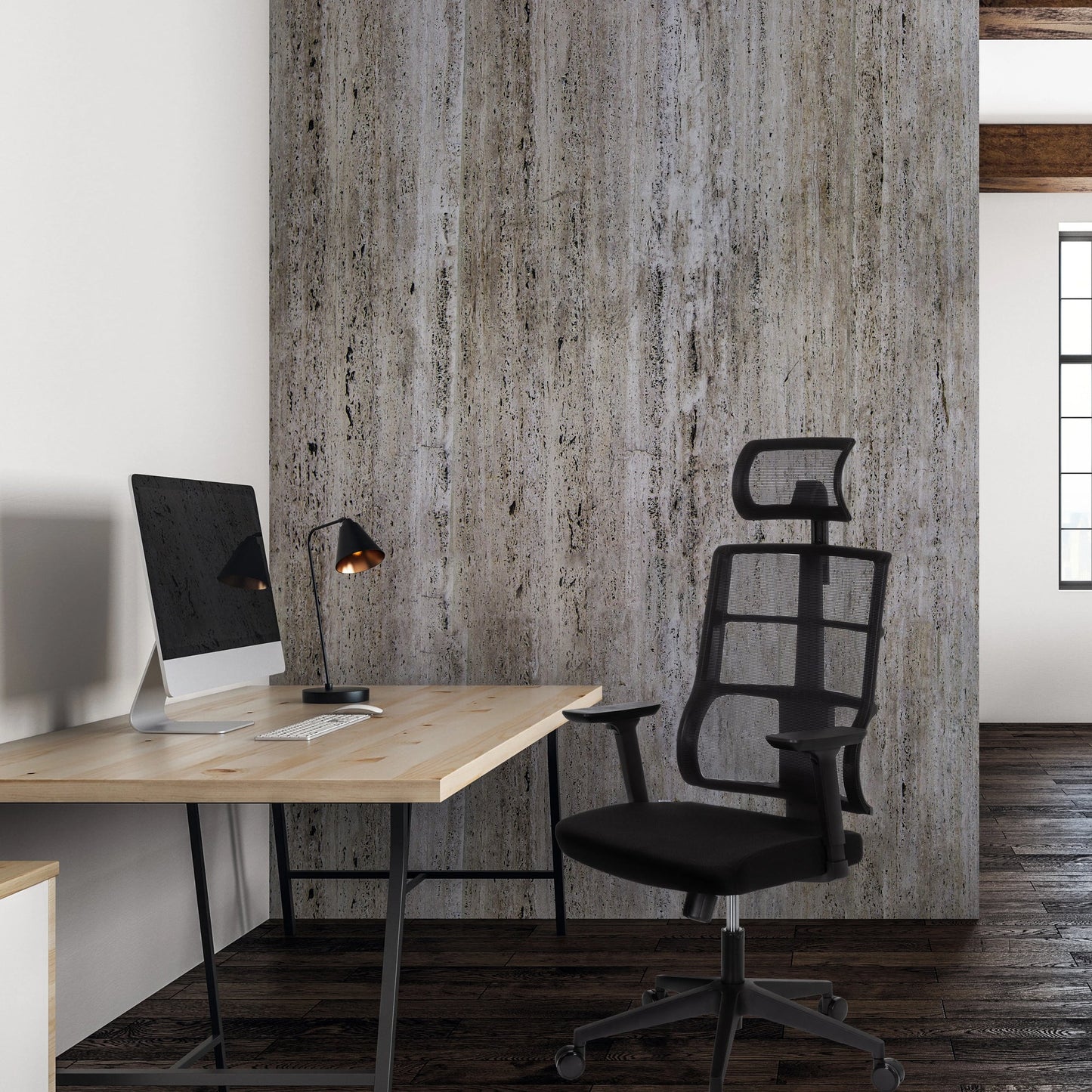 hjh OFFICE Bürodrehstuhl SPINEO PRO 46-57cm Synchronmechanik Rolle universell (für Hart- und Teppichböden) Kunststoff schwarz