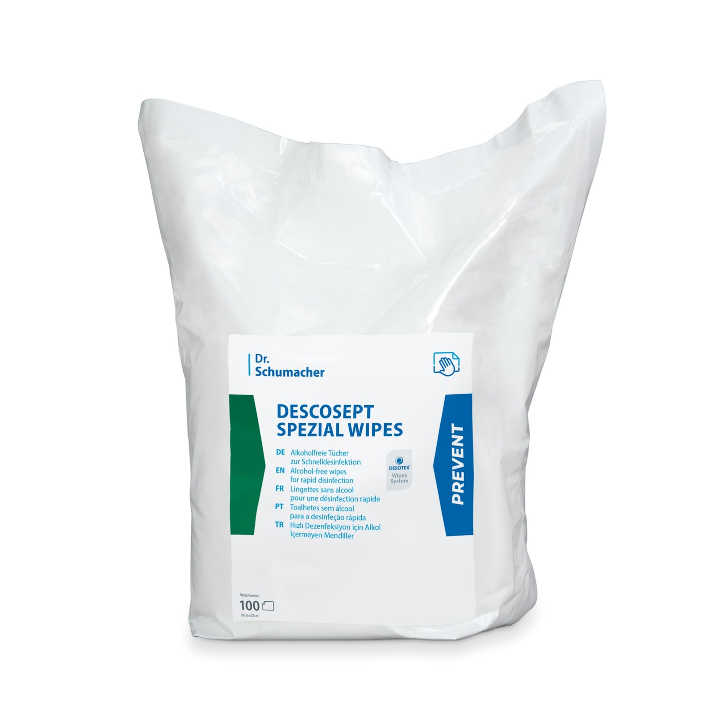 Descosept Desinfektionstücher Spezial Wipes Oberfläche alkoholfrei begrenzt viruzid, bakterizid, levurozid, Papova, Rotaviren 5,5-7,5 100 St./Pack.
