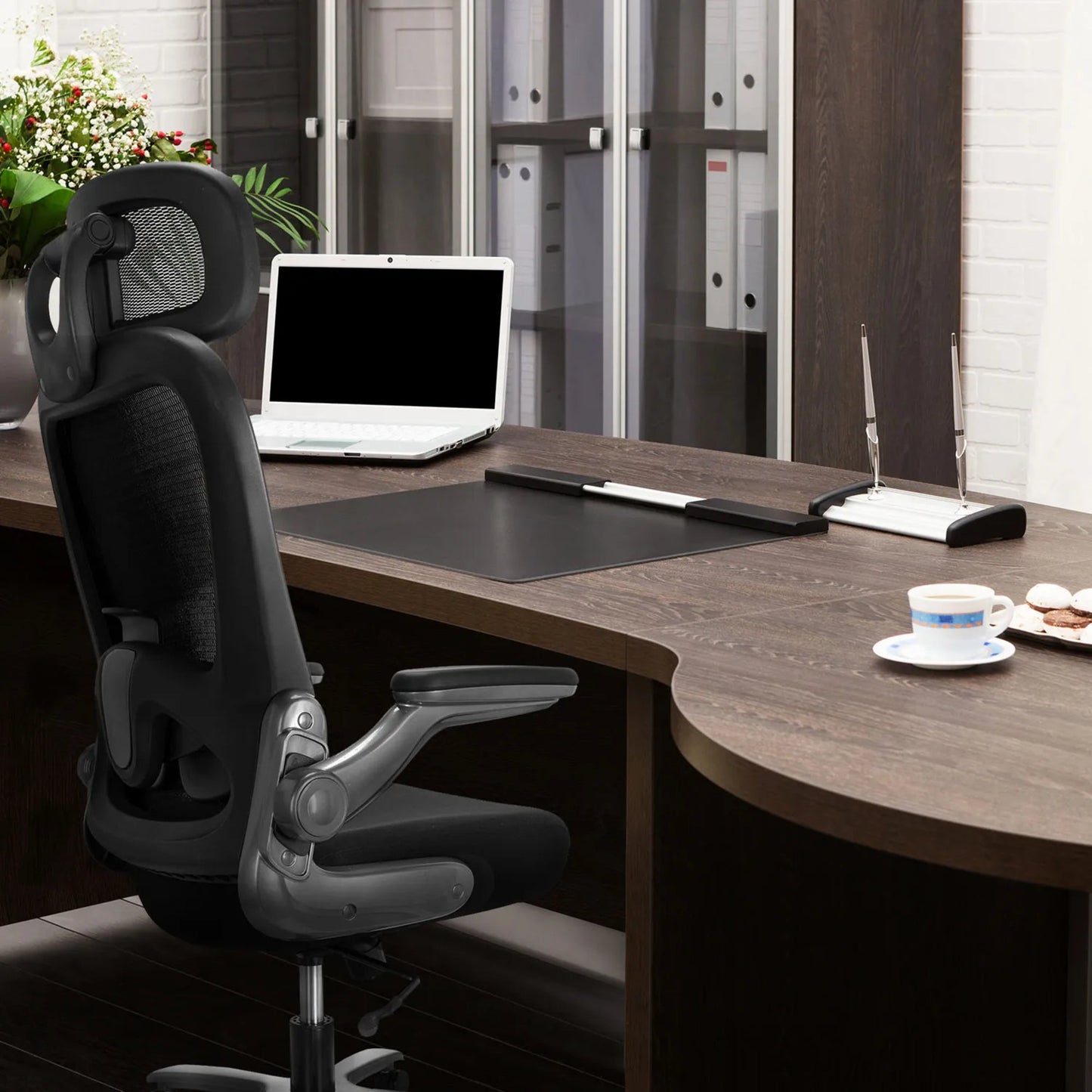 hjh OFFICE Bürodrehstuhl INSTRUCTOR T I PRO Titan XXL 50-60cm Wippmechanik Rolle universell (für Hart- und Teppichböden) Stahl, lackiert schwarz