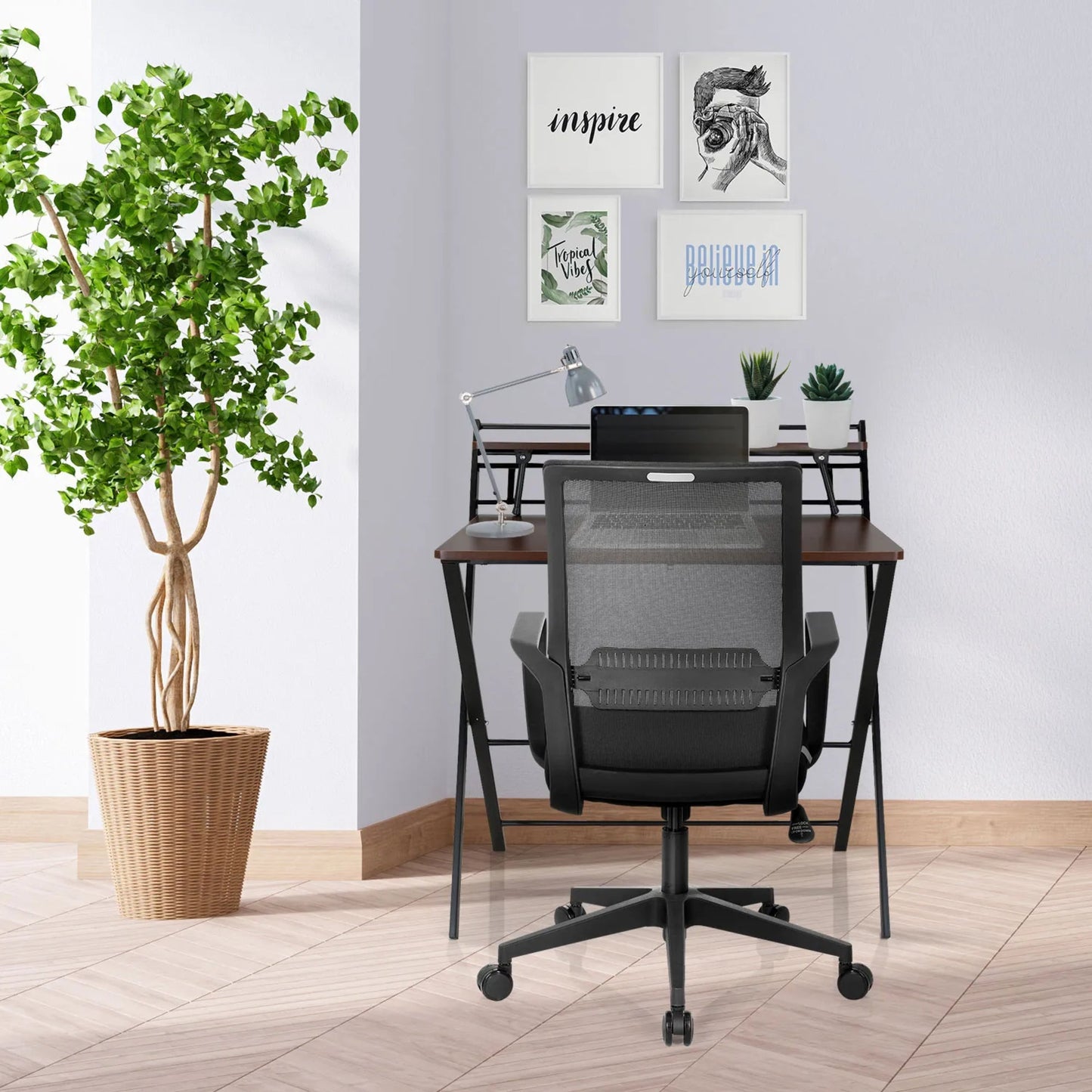 hjh OFFICE Bürodrehstuhl PRESTON 45-55cm Wippmechanik Rolle hart gebremst (für Teppichboden) Kunststoff schwarz