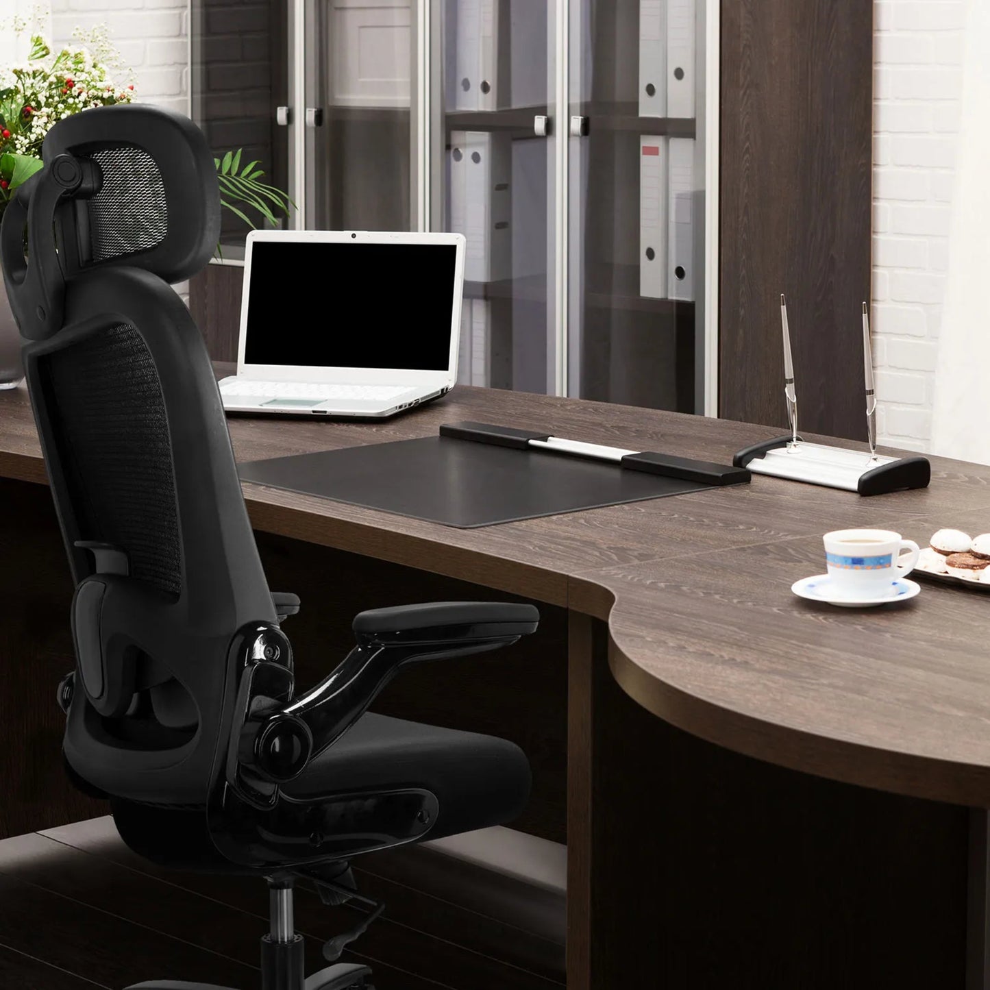 hjh OFFICE Bürodrehstuhl INSTRUCTOR SW I PRO XXL 50-60cm Wippmechanik Rolle universell (für Hart- und Teppichböden) Stahl, lackiert schwarz