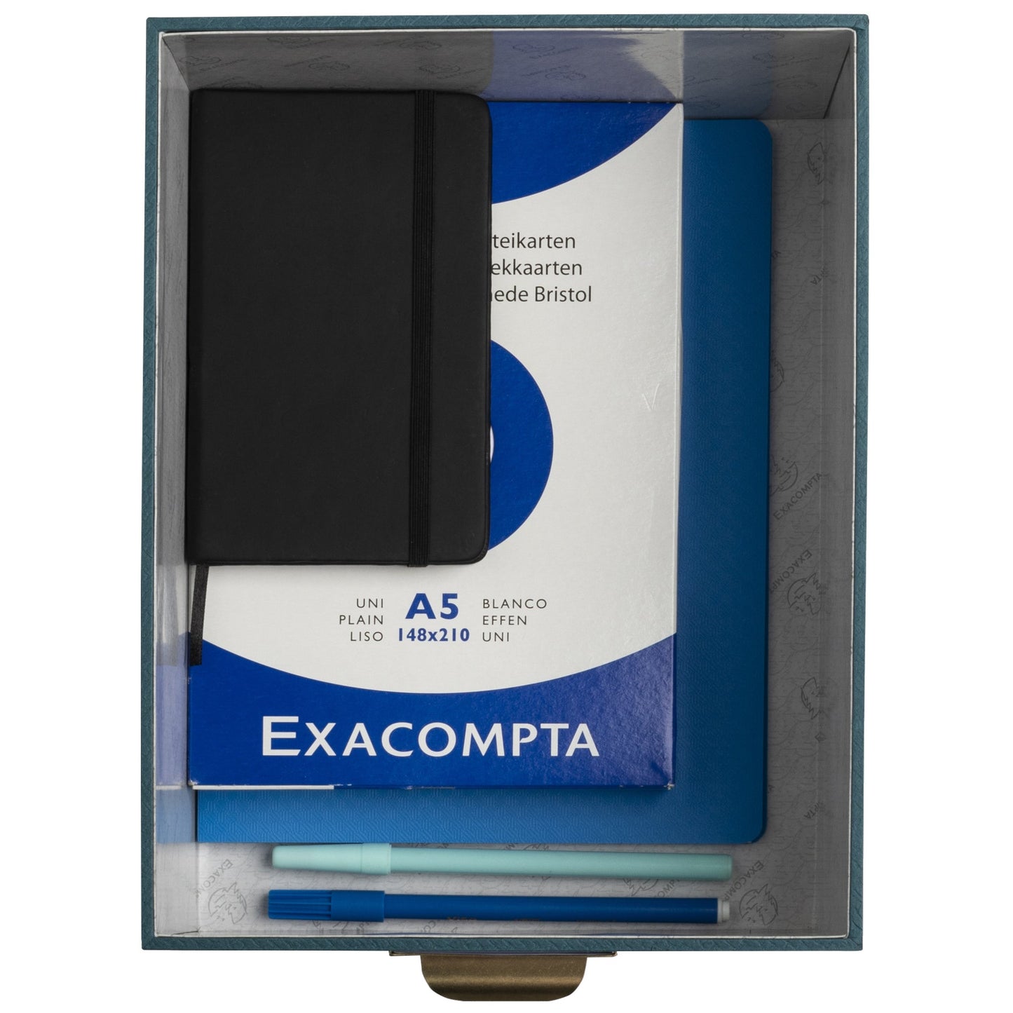 Exacompta Aufbewahrungsbox Office by me 16 x 11 x 20 cm (B x H x T), 20 x 13 x 26 cm (B x H x T), 26 x15 x 35 cm (B x H x T) DIN A6+, DIN A5+, DIN A4+ Karton, Papier kaschiert blaugrün