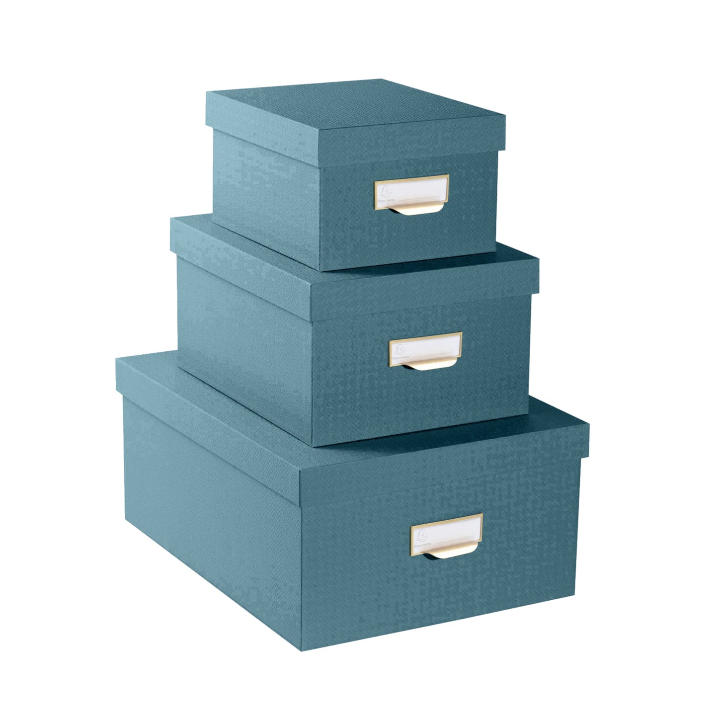 Exacompta Aufbewahrungsbox Office by me 16 x 11 x 20 cm (B x H x T), 20 x 13 x 26 cm (B x H x T), 26 x15 x 35 cm (B x H x T) DIN A6+, DIN A5+, DIN A4+ Karton, Papier kaschiert blaugrün