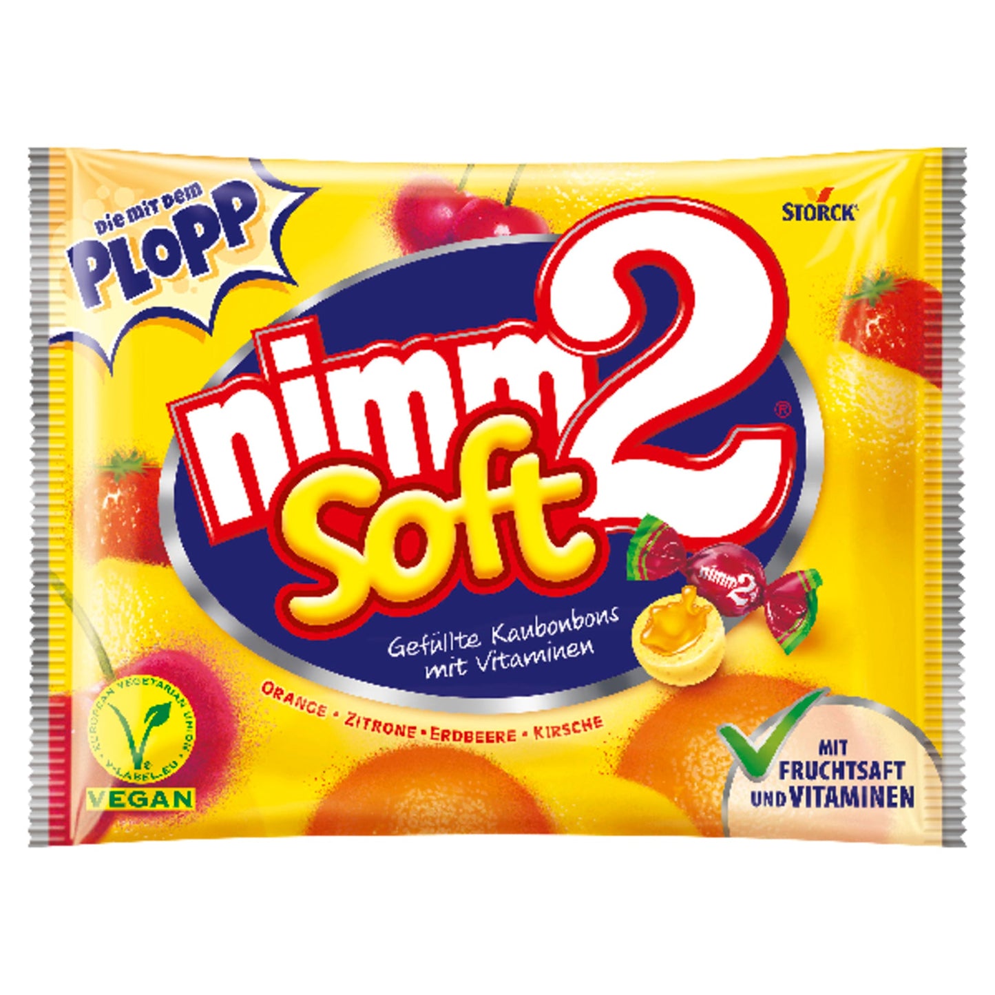 nimm2 Bonbons Soft Orange, Zitrone, Erdbeere, Kirsche 800 g/Pack.