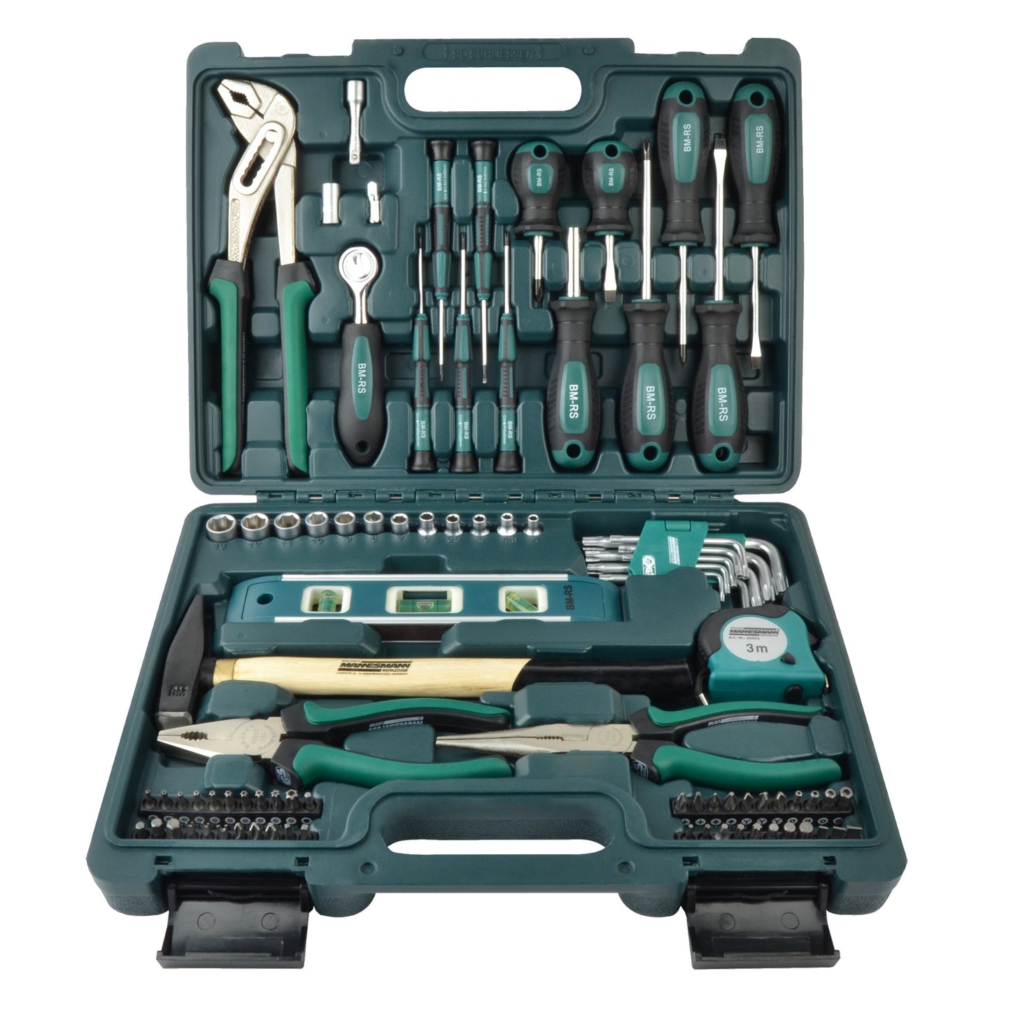 BRÜDER MANNESMANN Werkzeugkoffer 382 x 90 x 290 mm (B x H x T) 87 Werkzeuge Chrom-Vanadium Stahl grün/schwarz