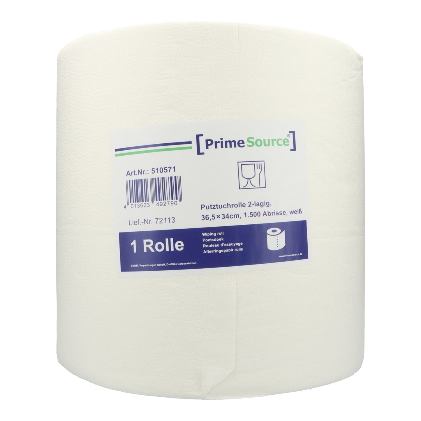 PrimeSource Putzrollen 36,5 cm x 510 m (B x L) 2-lagig Tissue weiß