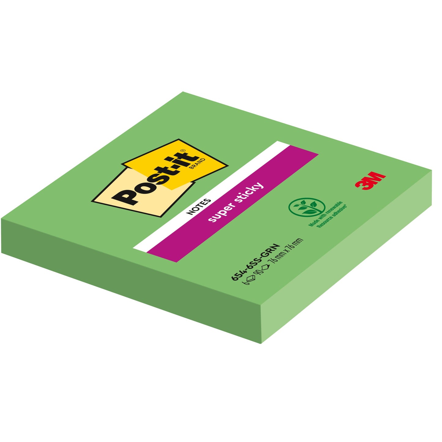 Post-it® Haftnotiz Super Sticky Notes 76 x 76 mm (B x H) immergrün 90 Bl.