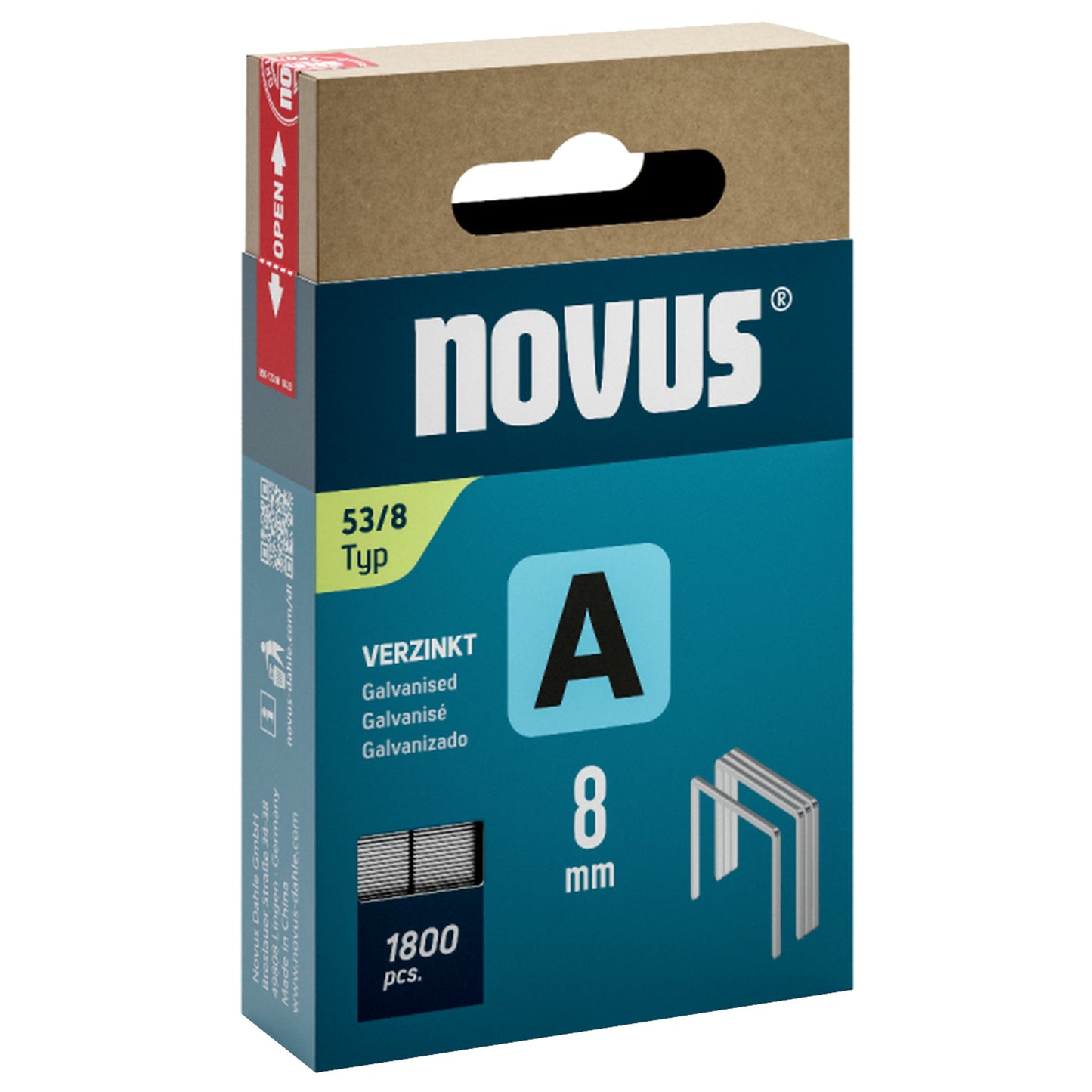 NOVUS Heftklammer A 53/8 Handheftgeräte, Elektroheftgeräte, Akkuheftgeräte, Drucklufttacker 1.800 St./Pack.