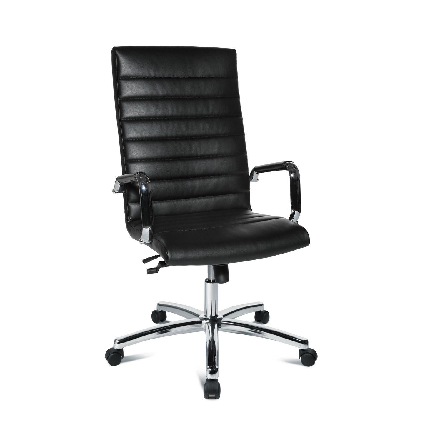 TOPSTAR Chefsessel Comfort Point 100 42-51cm Wippmechanik mit Armlehnen Rolle hart gebremst (für Teppichboden) Stahl, verchromt schwarz