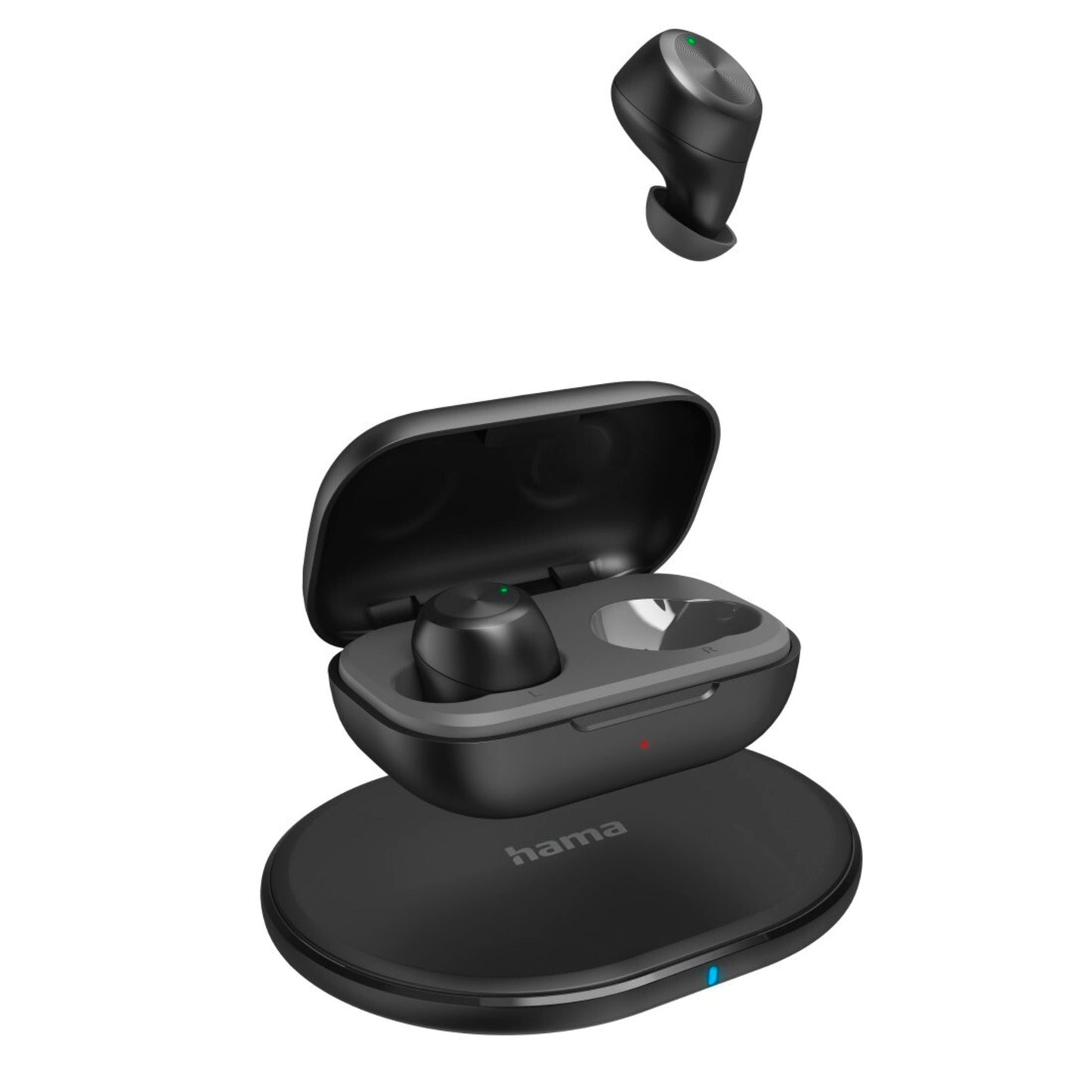 Hama Kopfhörer Passion Chop In-Ear Smartphone 10m Akku inkl. Ladebox, Ladegerät, 3 Paar Silikon-Ohrpolster (S/M/L), USB-C Ladekabel schwarz