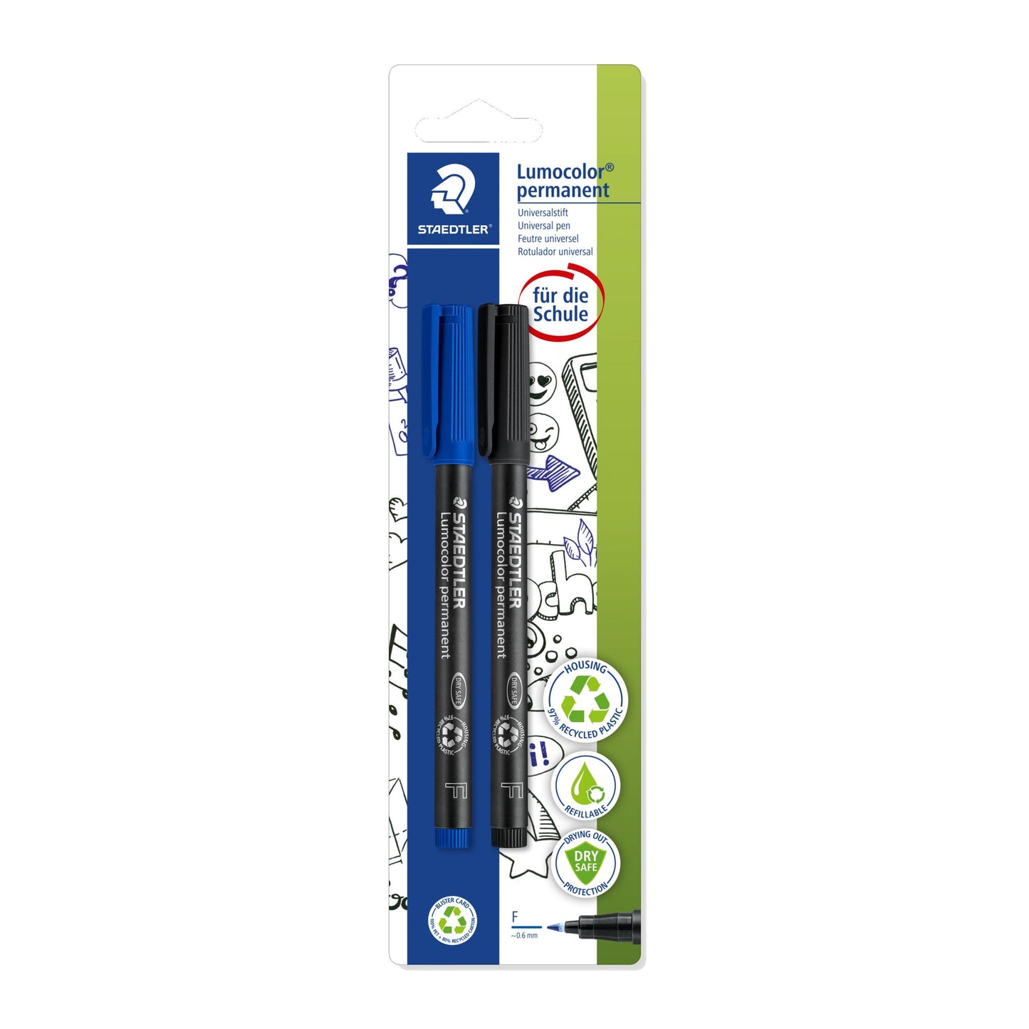 STAEDTLER® Folienstift Lumocolor® permanent 318 0,6mm farbig sortiert nicht dokumentenecht 2 St./Pack.