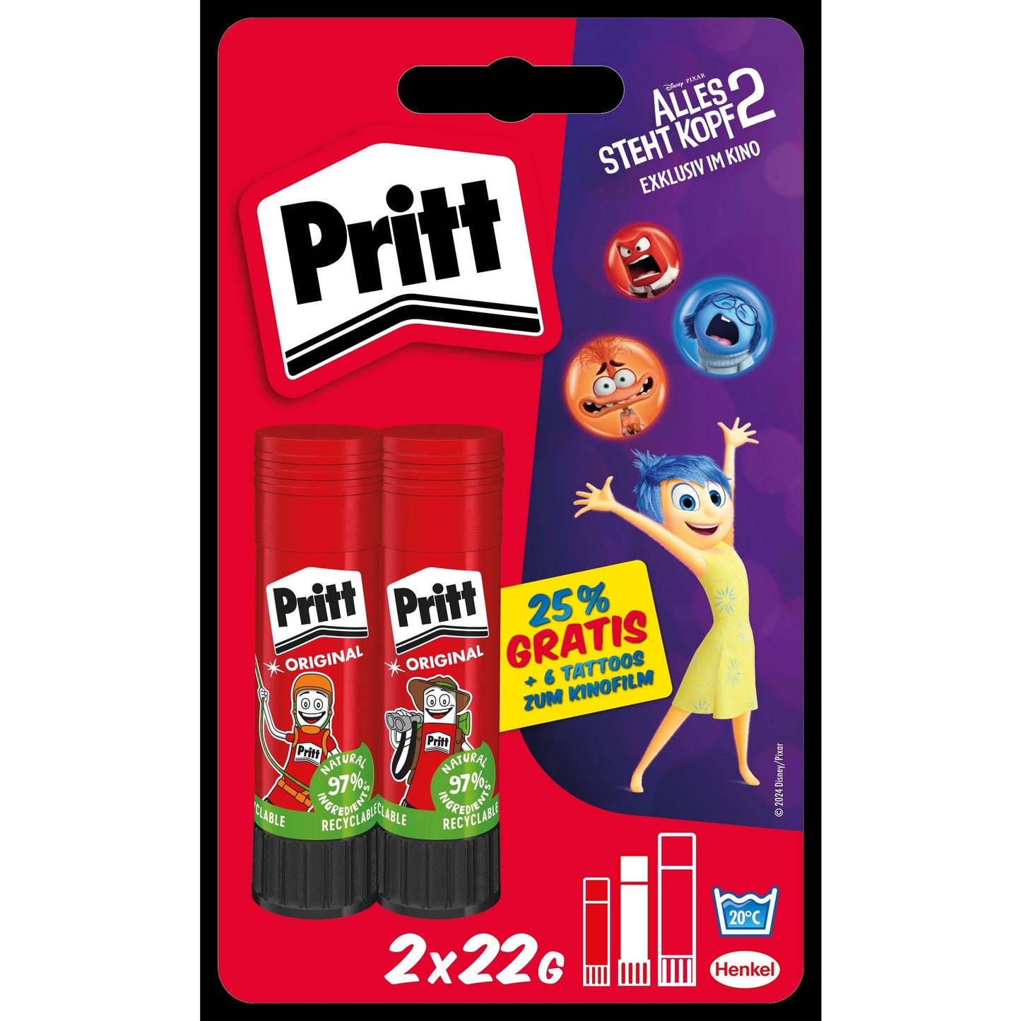 Pritt Klebestift Original Alles steht Kopf 2 nicht nachfüllbar 2 x 22 g/Pack.