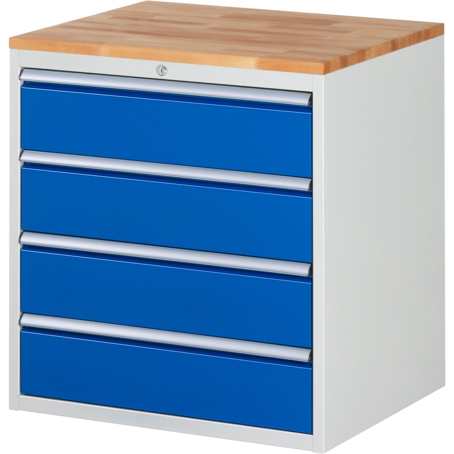 RAU Schubladenschrank 7000 770 x 825 x 650 mm (B x H x T) 4 Schubladen Farbe der Front: enzianblau Farbe des Korpus: lichtgrau