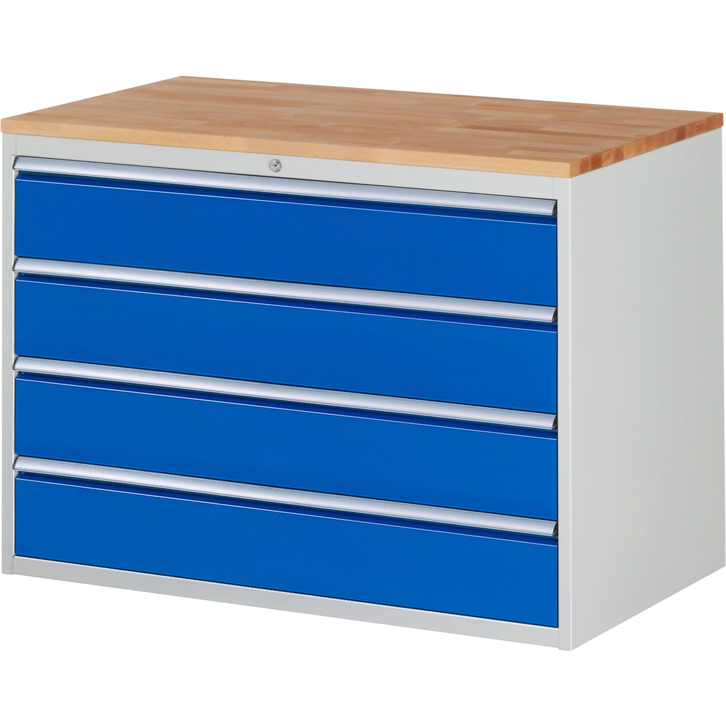 RAU Schubladenschrank 7000 1.145 x 825 x 650 mm (B x H x T) 4 Schubladen Farbe der Front: enzianblau Farbe des Korpus: lichtgrau