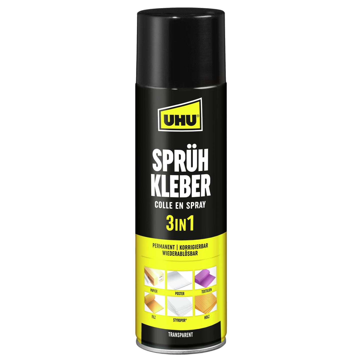 UHU® Sprühkleber 3 in 1 mit Lösungsmittel wieder ablösbar 500ml